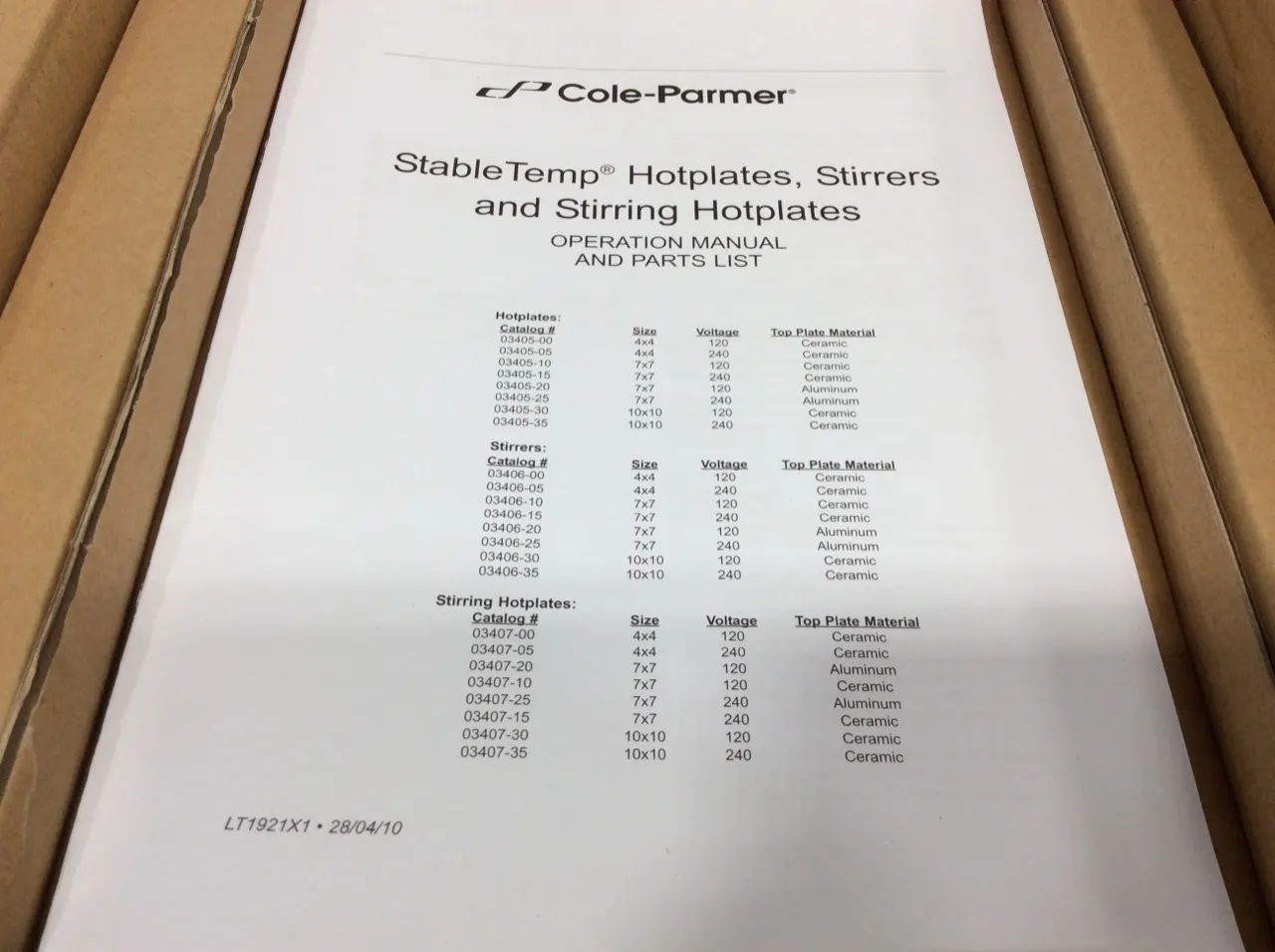 Cole Parmer StableTemp Stir Plate Cat. 03407-10