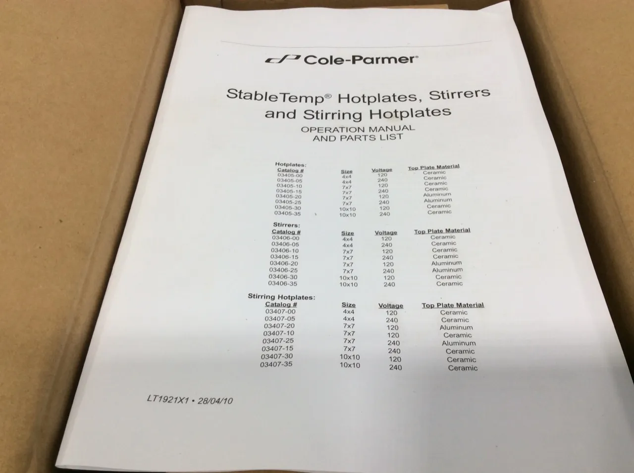 Cole Parmer StableTemp Cat. 03407-05 Hot Plate