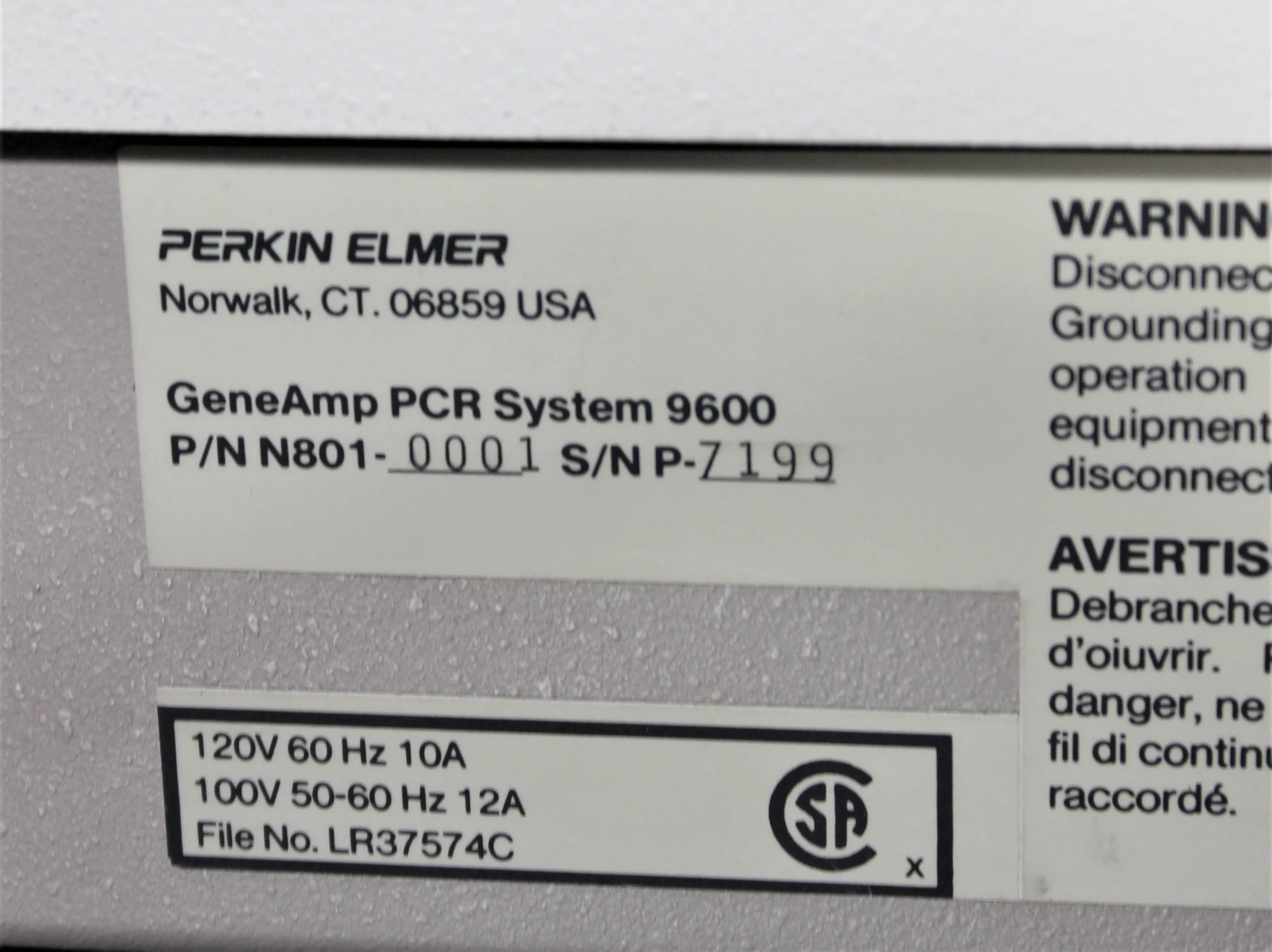 Perkin Elmer 9600 GeneAmp Real Time PCR System with 30-Day Warranty