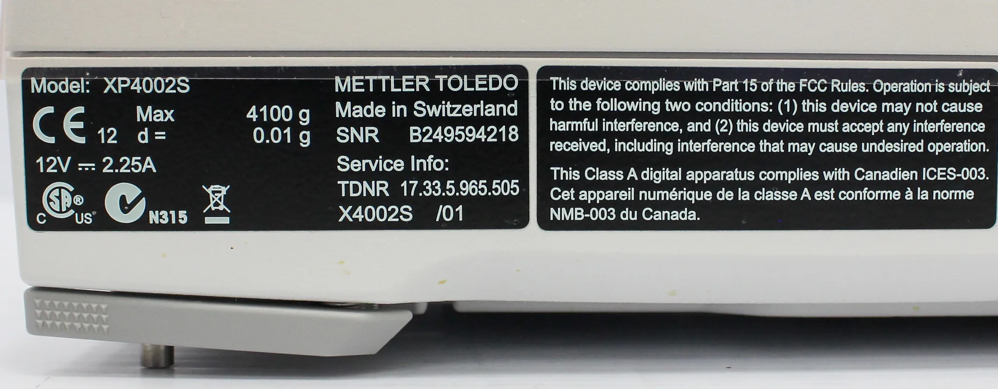 Mettler Toledo Excellence Plus XP Precision Balance model: XP4002S