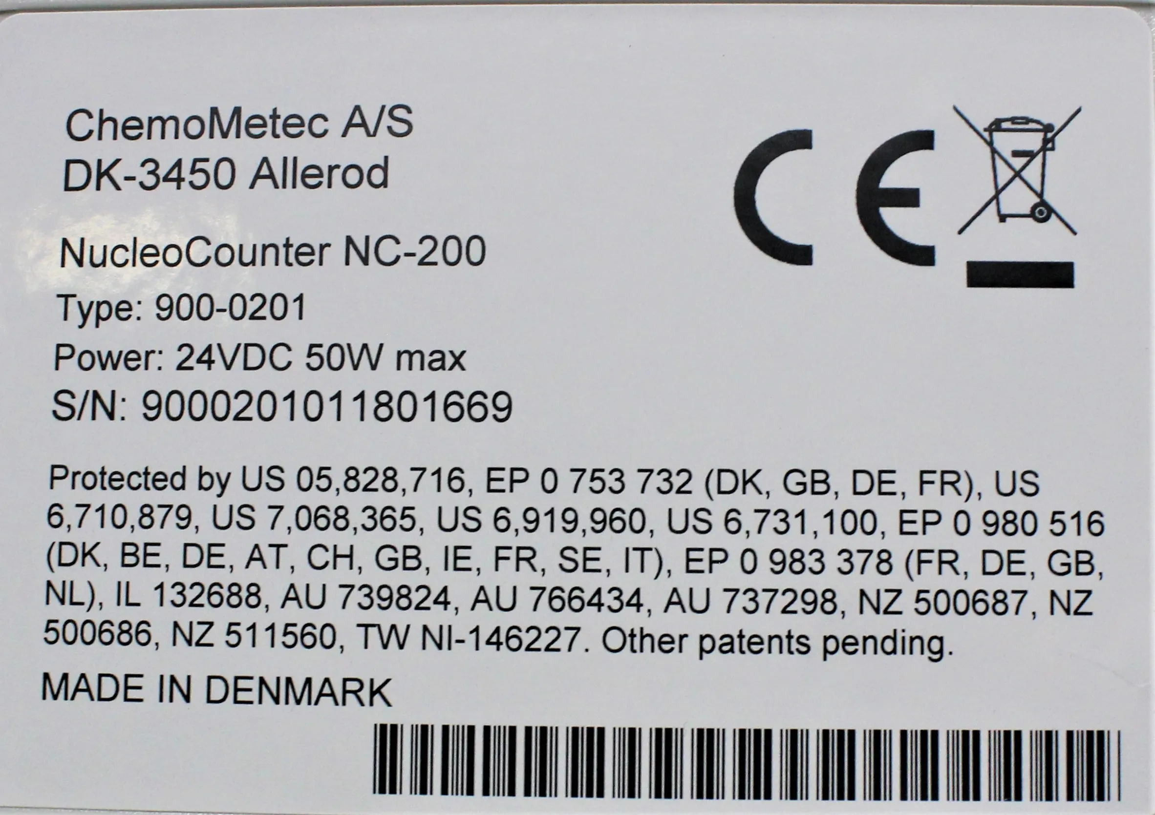 Chemometec NC-200 Automated Cell Counter with Via1-Cassette and Assay Kit