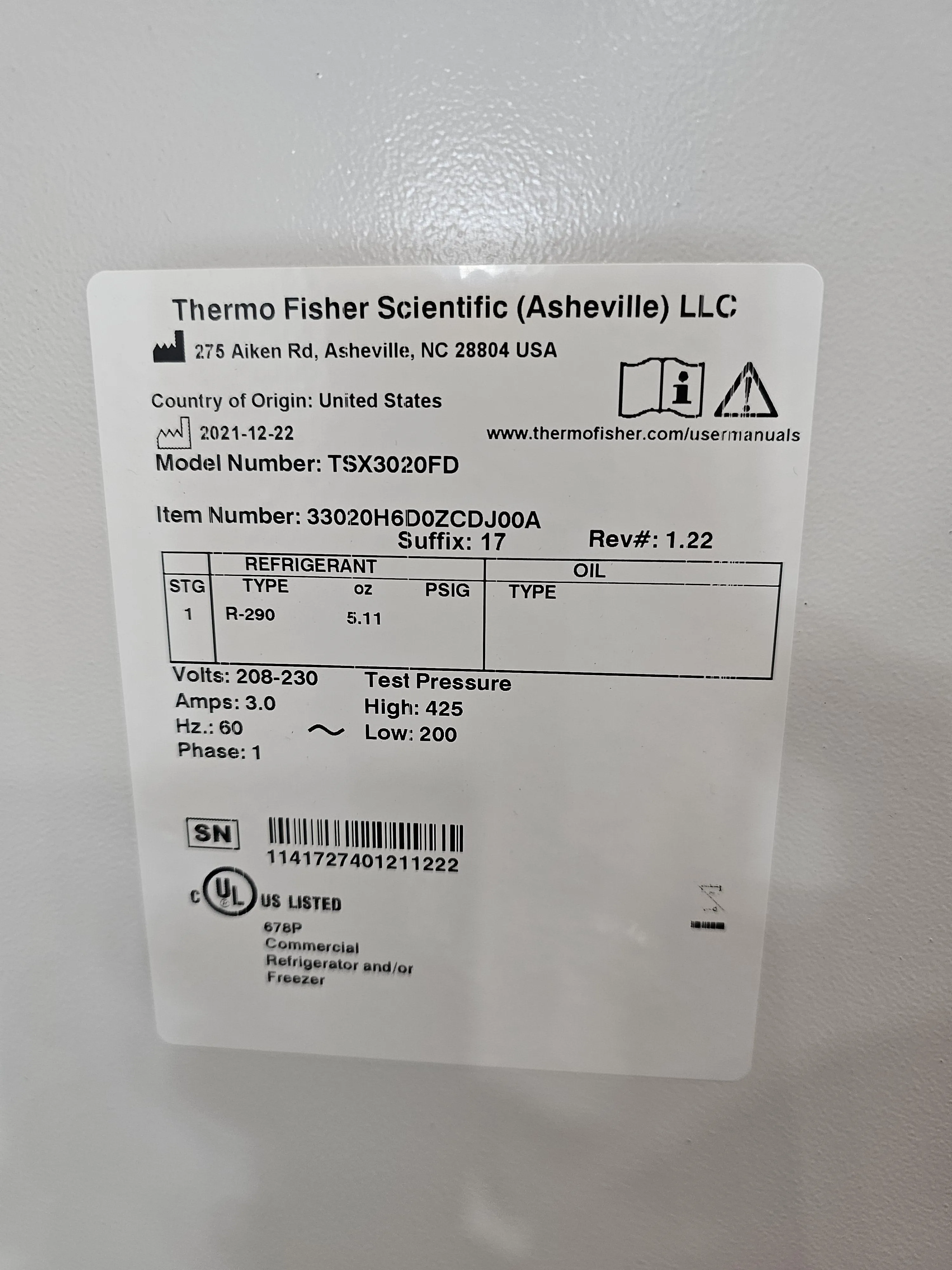 Thermo Scientific TSX Series High-Performance -20C Freezer TSX3020FD