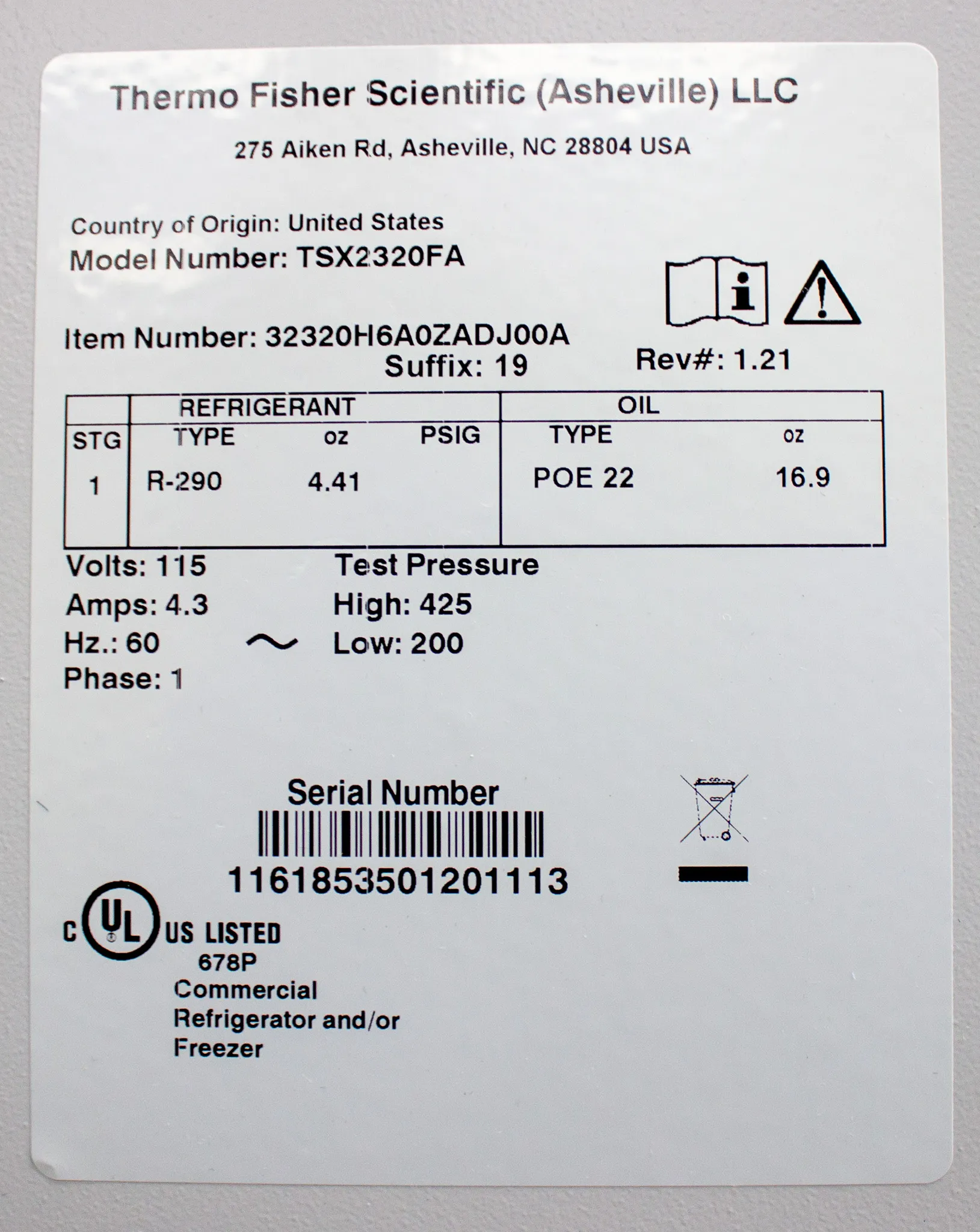 Thermo TSX Series High Performance -20C Manual Defrost Lab Freezer TSX2320FA