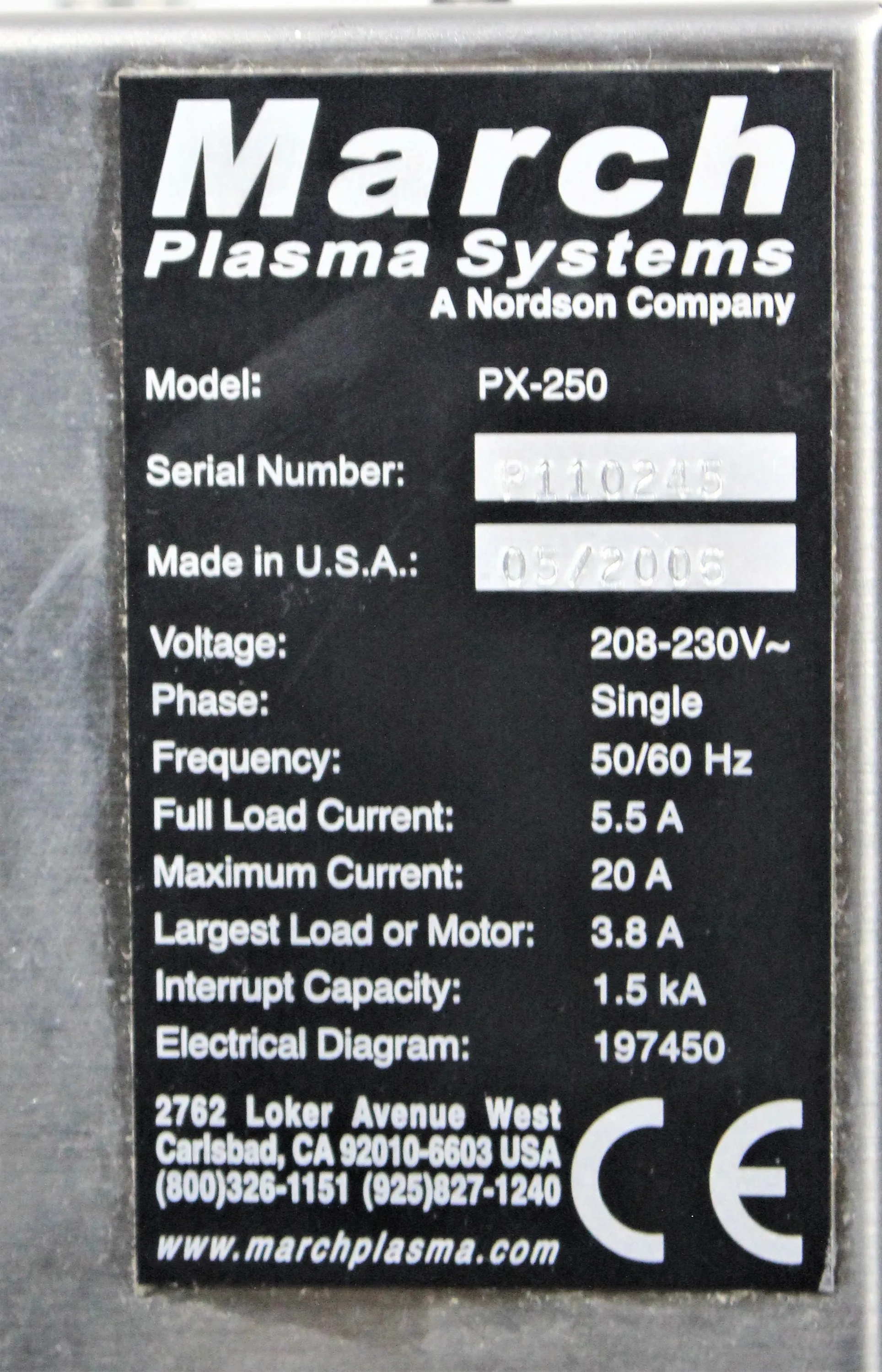 March Instruments Inc. PX-250 Gas Plasma Treatment System