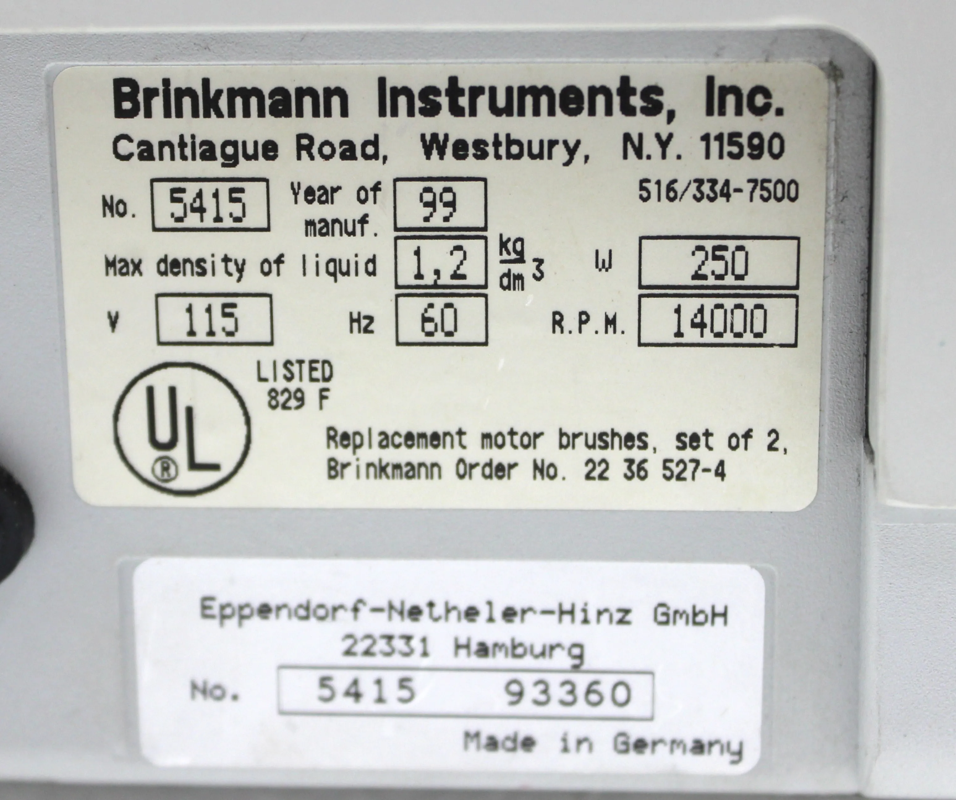 Eppendorf 5415C Tabletop Microfuge with Analog Control