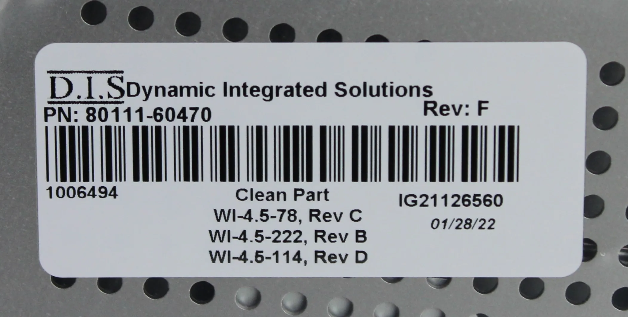 D.I.S. Dynamic Integrated Solutions 80111-60470 Mass Spectrometry Housing