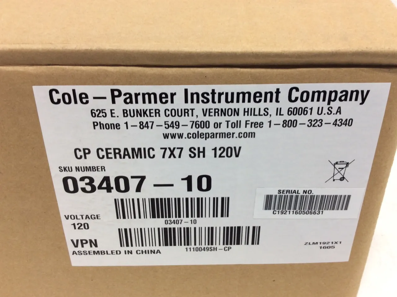 Cole Parmer StableTemp Cat. 03407-10 Heated Stir Plate 7" x 7"