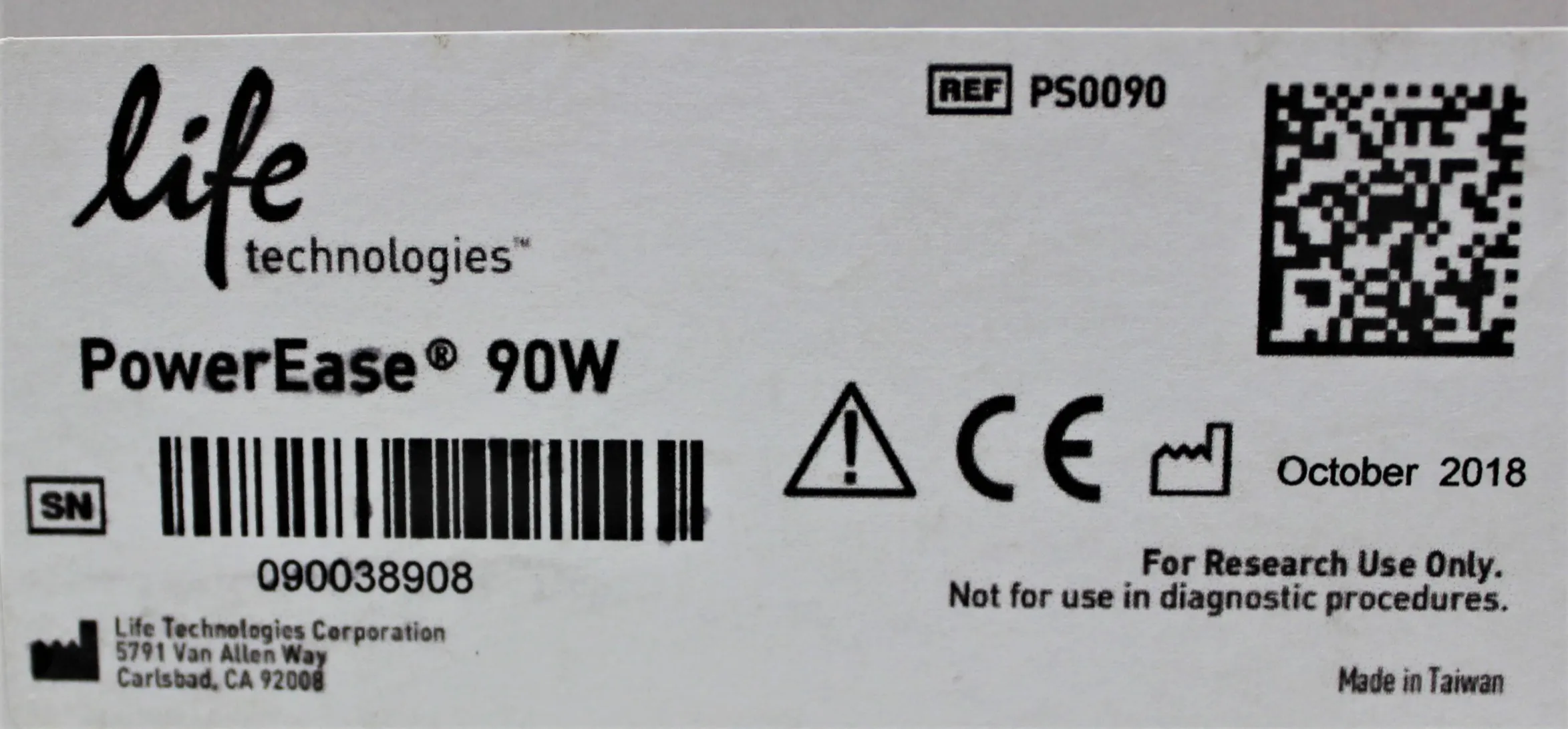 Life Technologies - PowerEase 90W PS0090 Power Supply