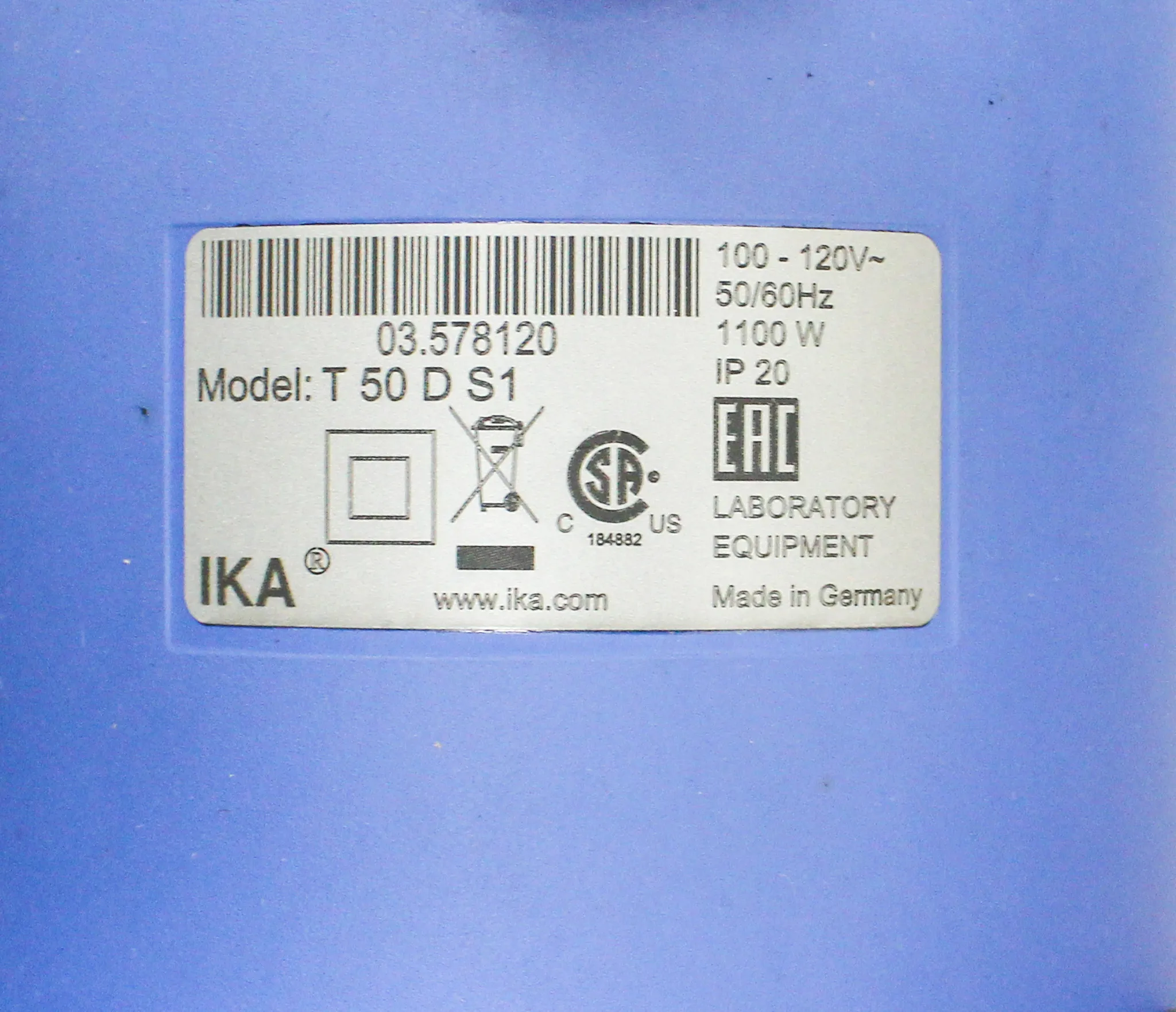 IKA T 50 Digital ULTRA-TURRAX Disperser Model: T50DS1