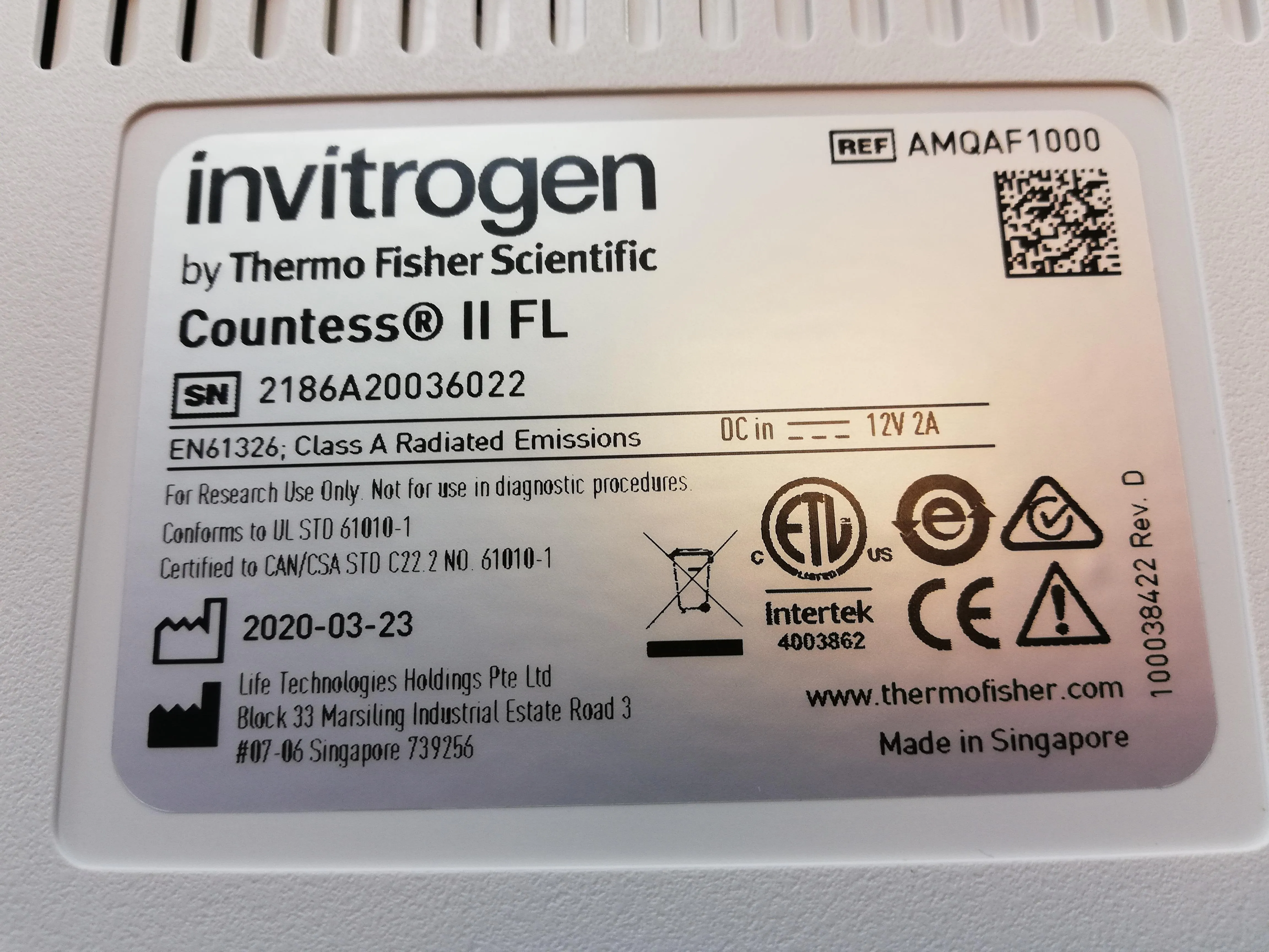 Invitrogen AMQAX1000 Countess II FL Automated Cell Counter