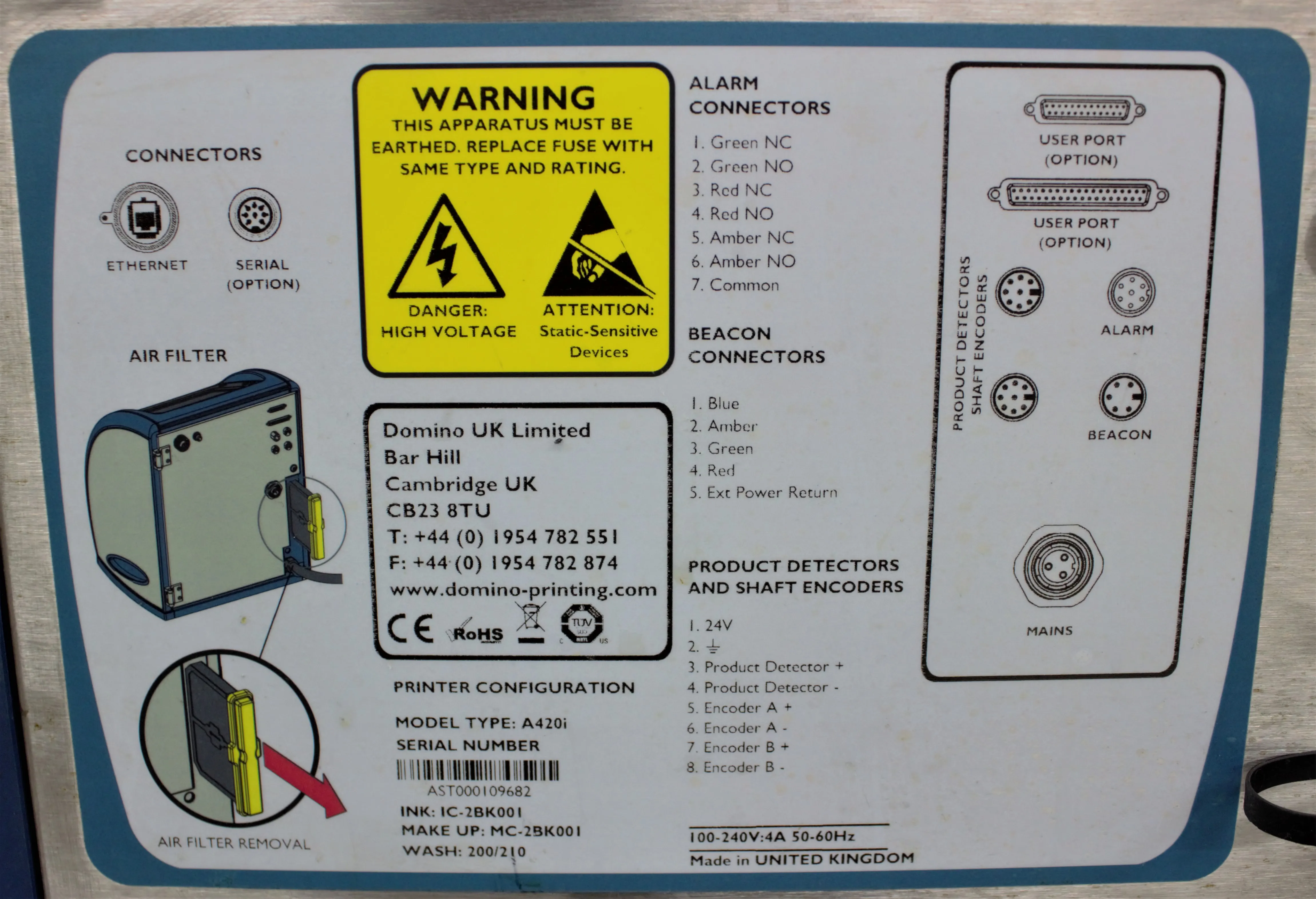 Domino A420i Ink Jet Printer - Laboratory Label Printer