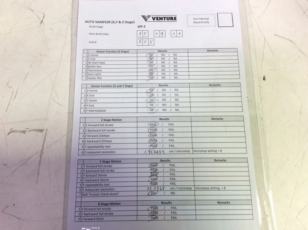 Custom Autosampler X,Y & Z Stage - New Class 4 - As-Is