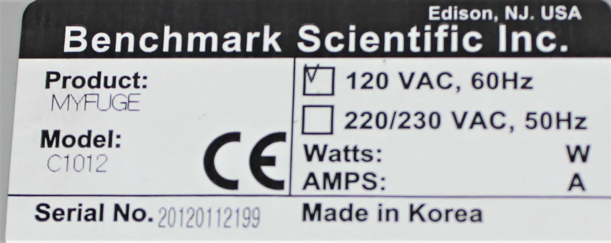 Benchmark Scientific MyFuge C1012 Microcentrifuge