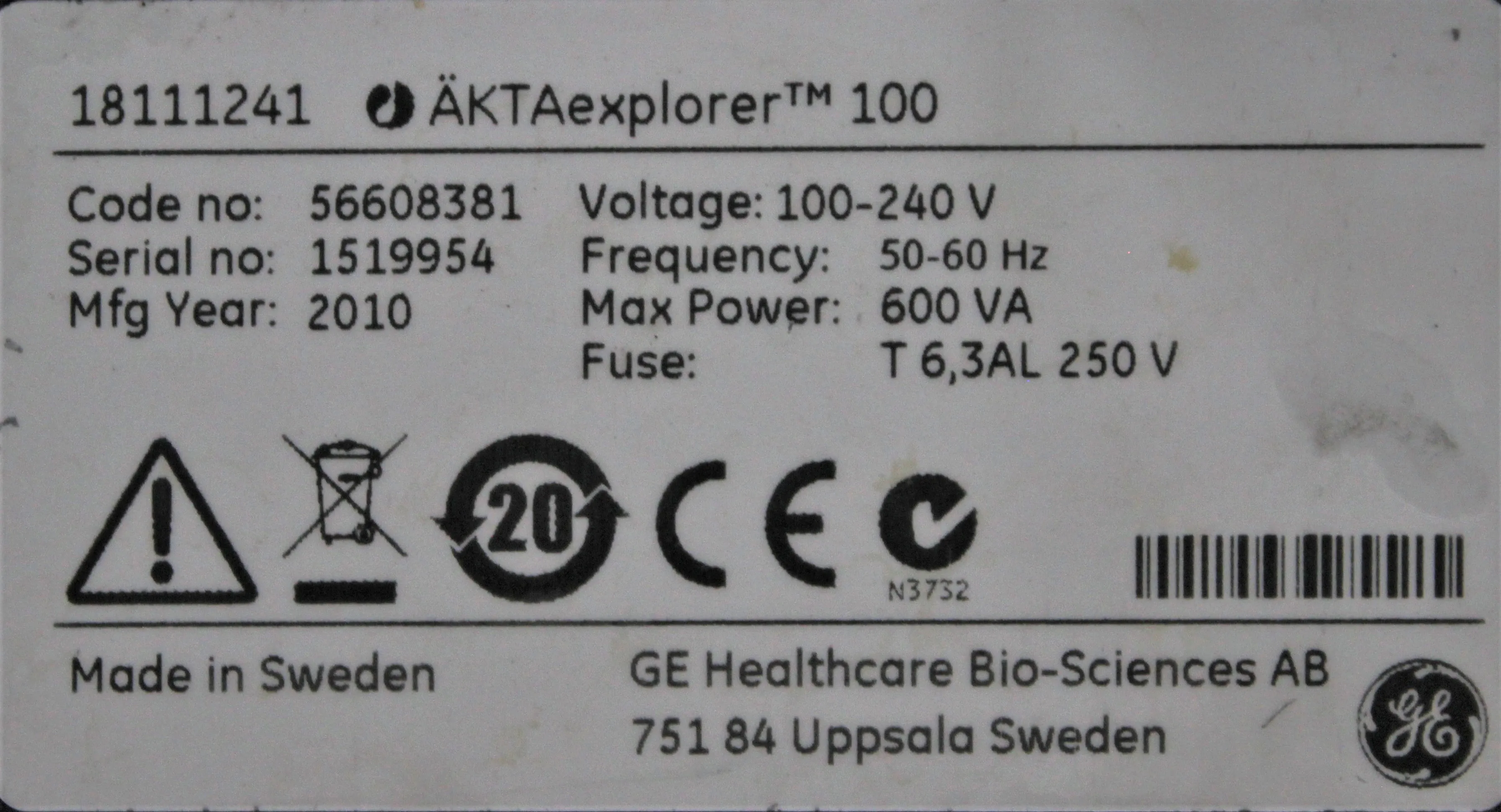 GE Healthcare AKTA Explorer 100