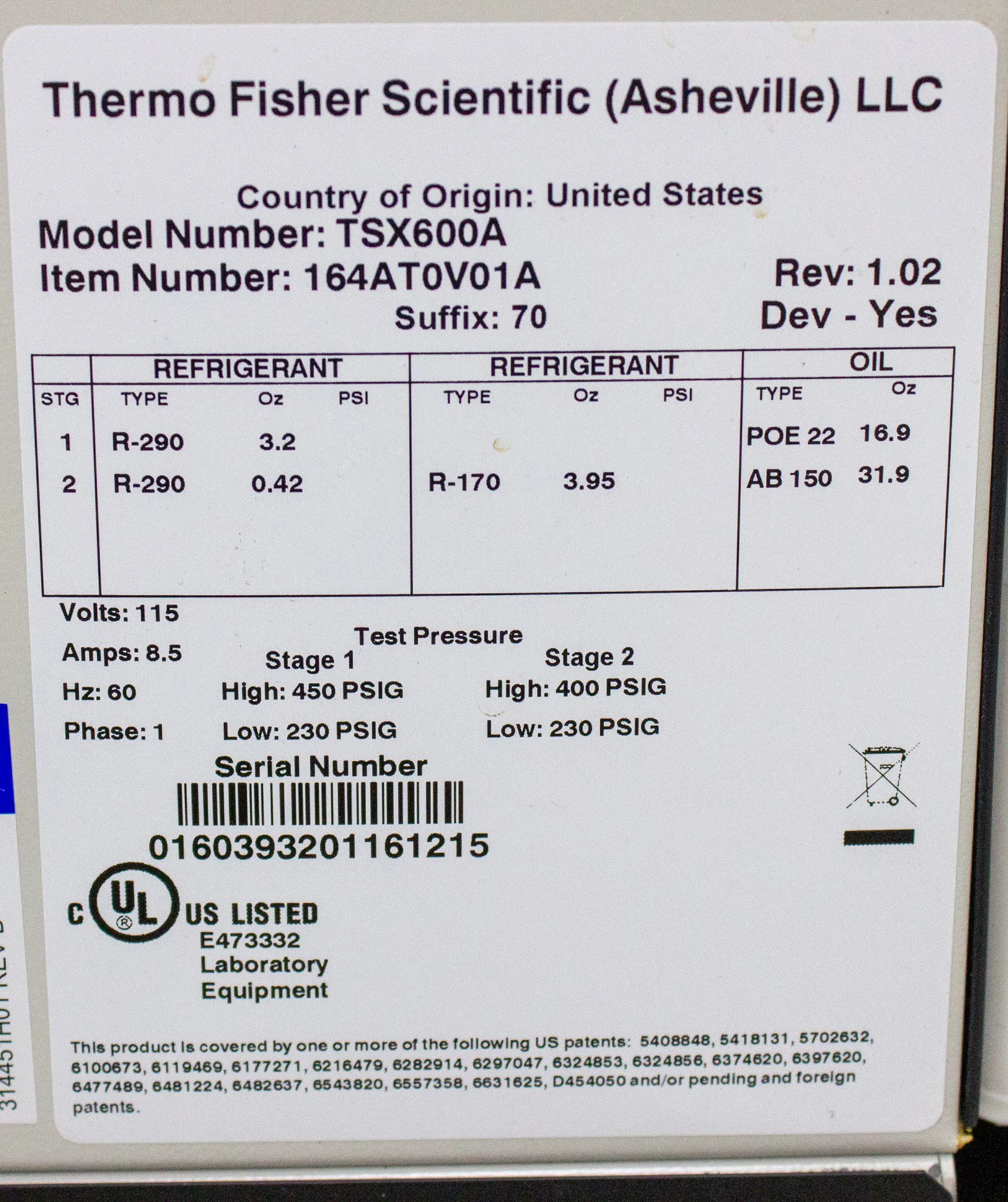 Thermo TSX Series Ultra Low Temperature Freezer TSX600A