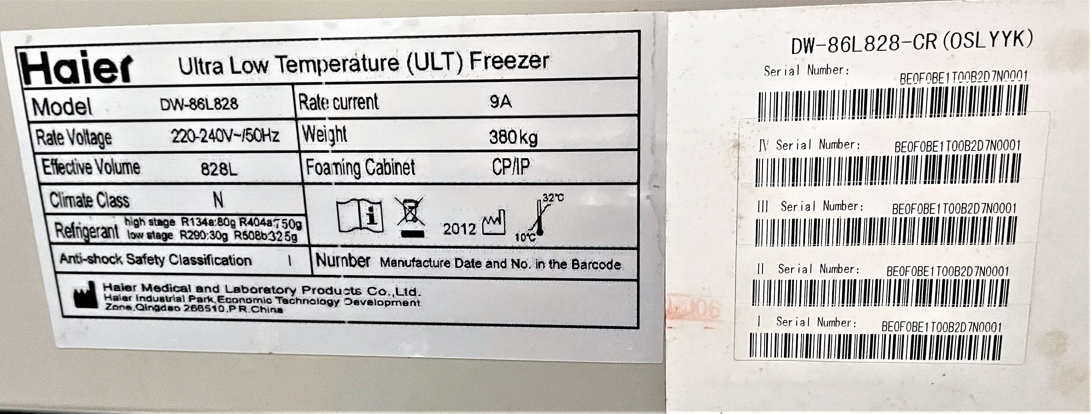 Haier ULT Freezer DW-86L828 - Ultra Low Temperature Freezer 220V 50Hz