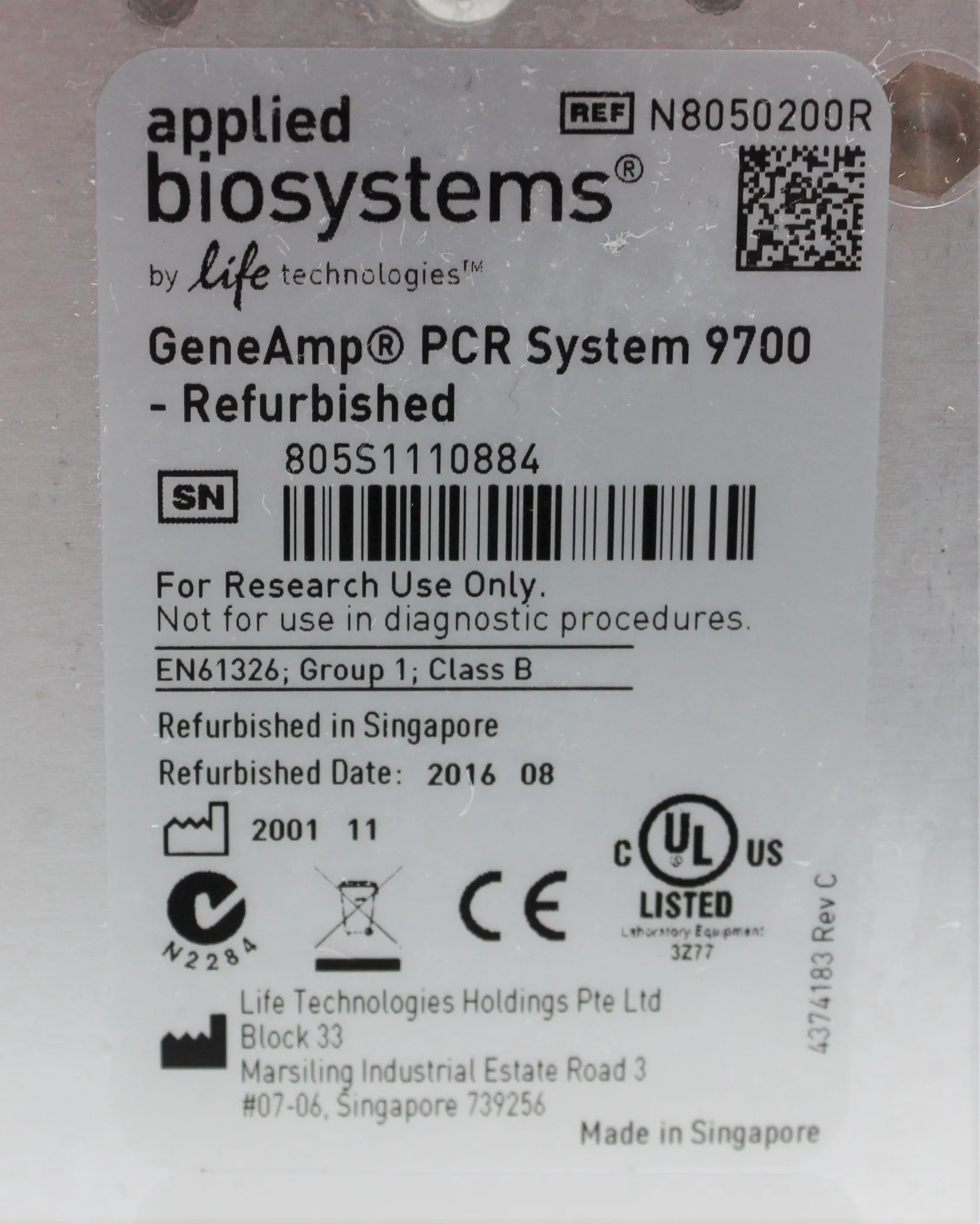 Applied Biosystems 9700 PCR Thermal Cycler N8050200R