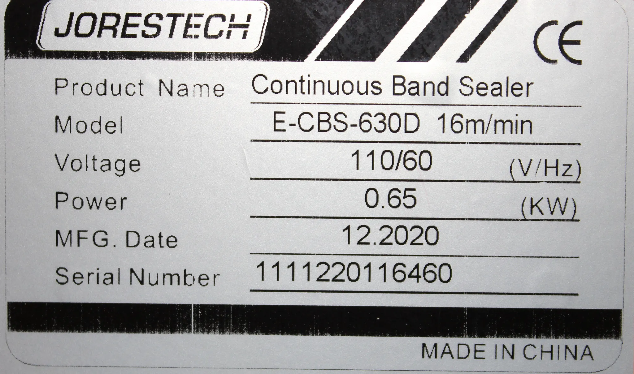 JORESTECH E-CBS-630D Continuous Band Sealer