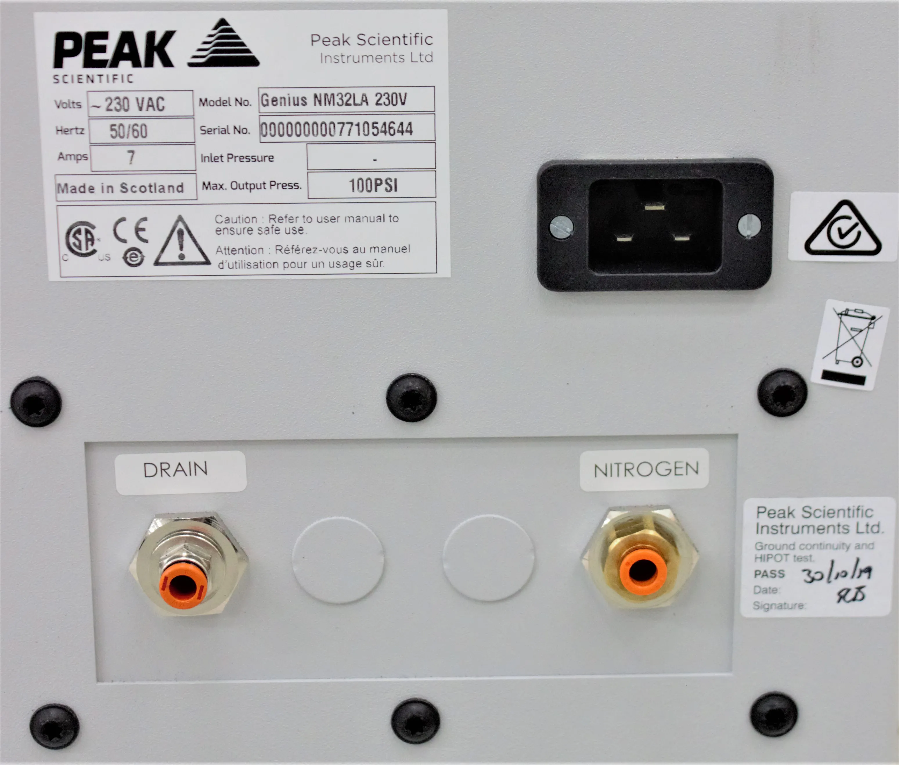 Peak Scientific Genius NM32LA Nitrogen Generator for LC-MS