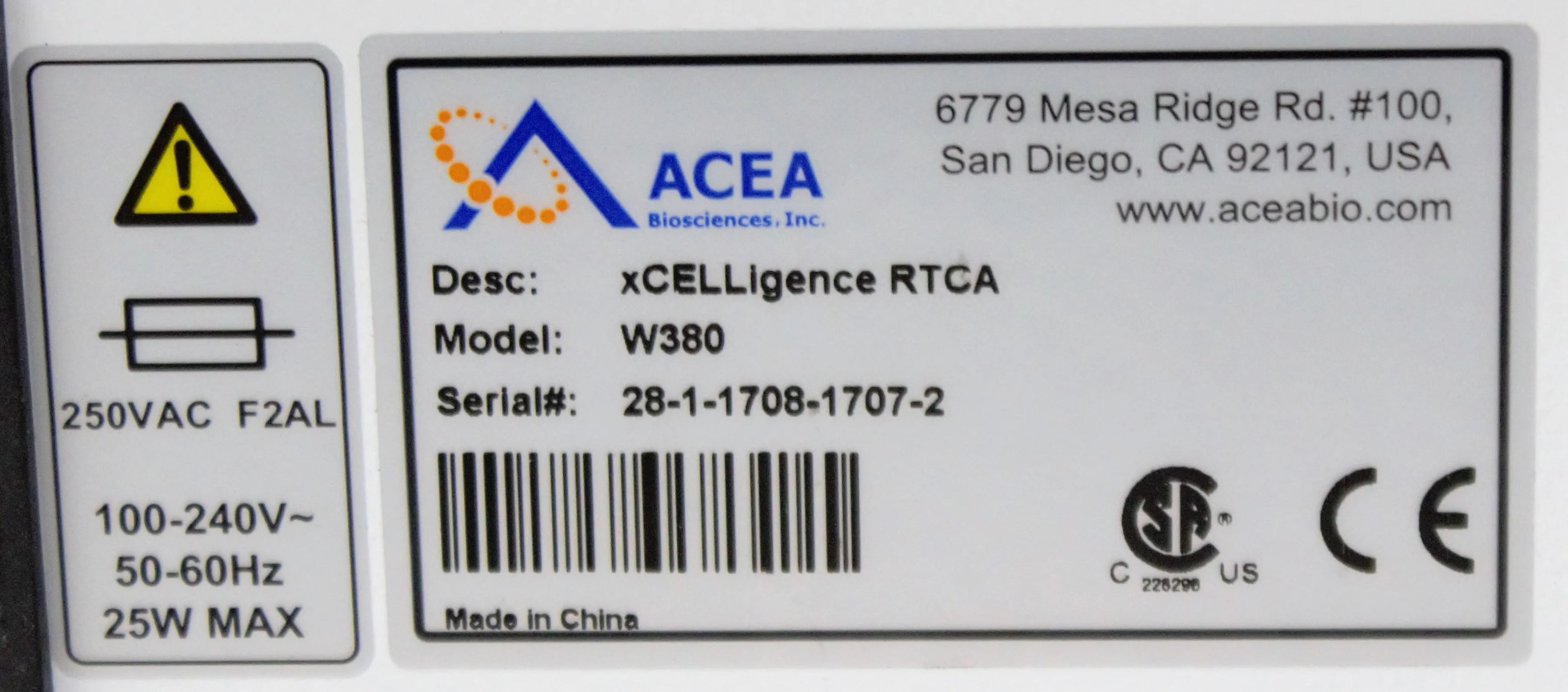 ACEA Biosciences xCELLigence RTCA W380 & RTCA MP Station 6X96