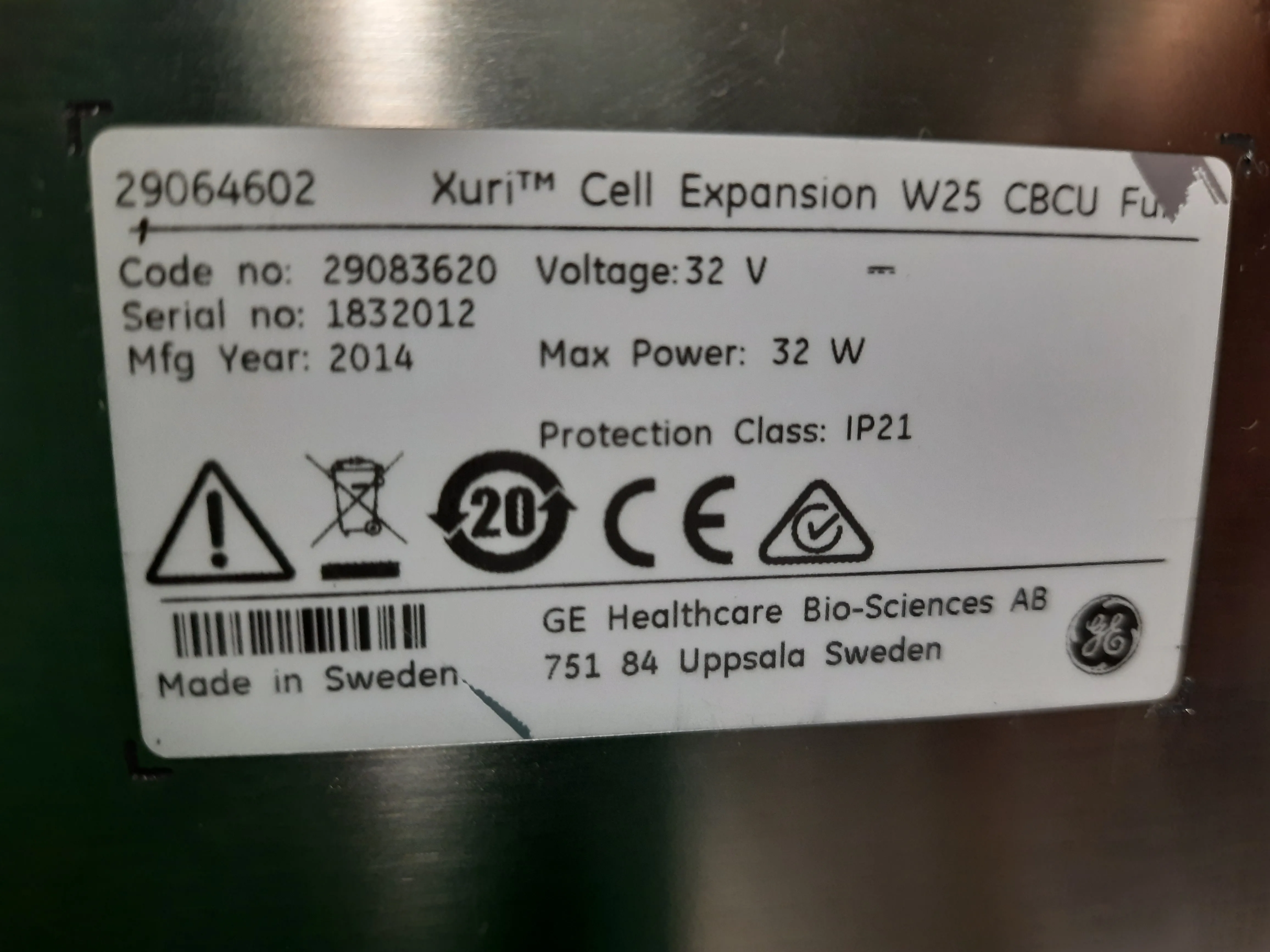 GE Healthcare Xuri Cell Expansion System W25 - 29-0645-68 Xuri - TK (Turnkey) Used Lab Equipment