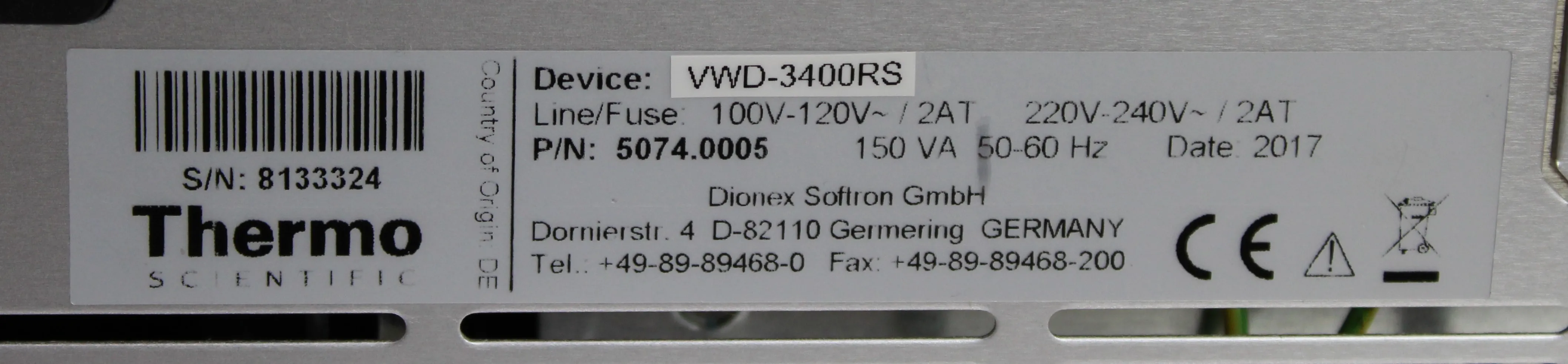 Dionex UltiMate 3000 VWD-34000RS Variable Wavelength Detector