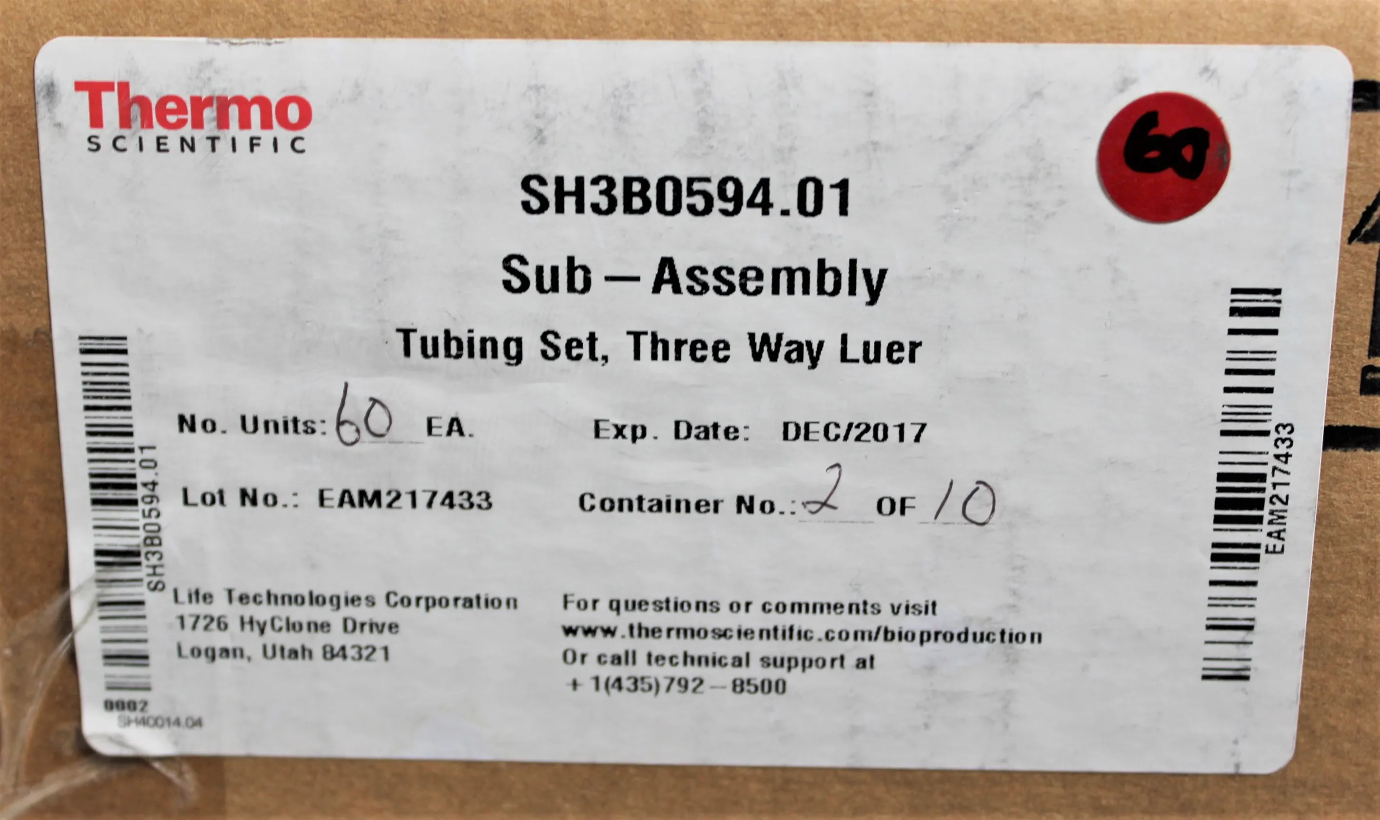 Thermo Scientific SH3B0594.01 Sub-Assembly Tubing Set Three Way Luer Qty 60