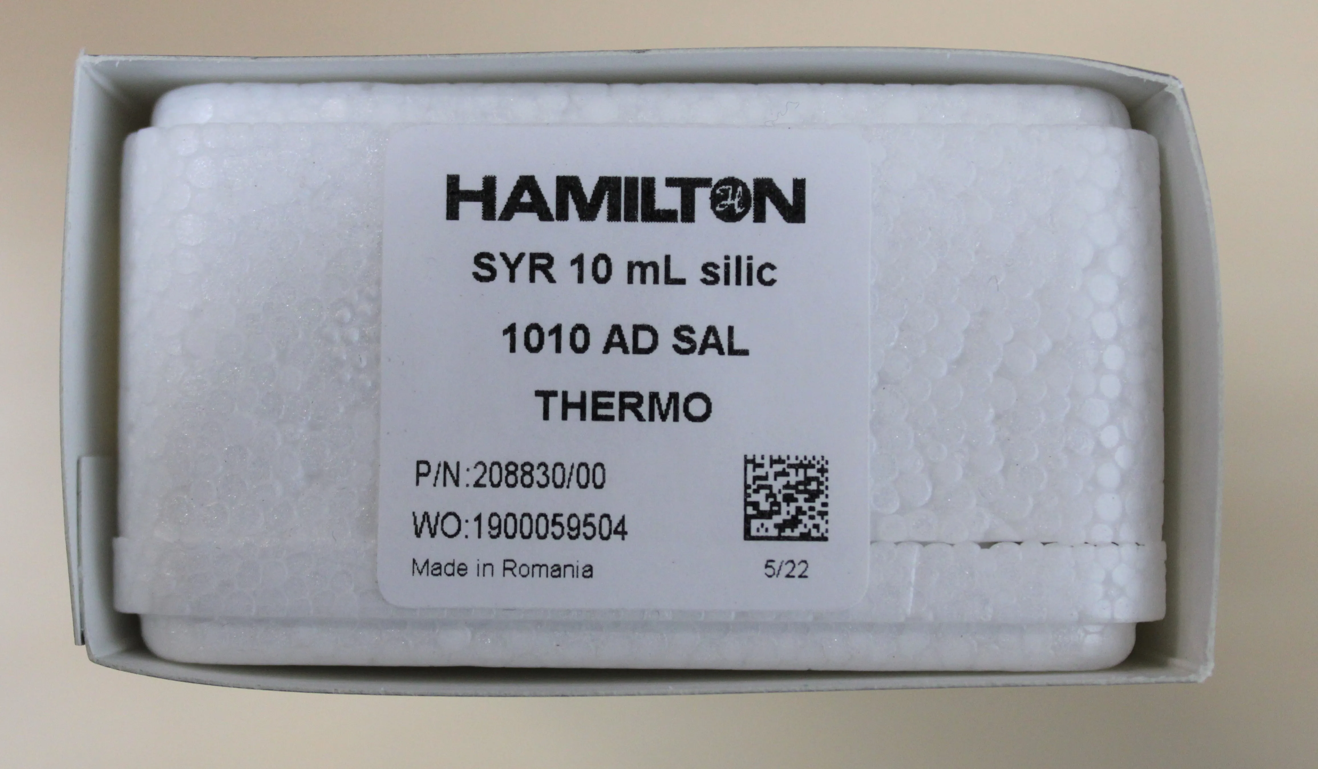 Hamilton Syringe 10 mL silic 1010 AD SAL THERMO P/N:208830/00 WO:1900059504