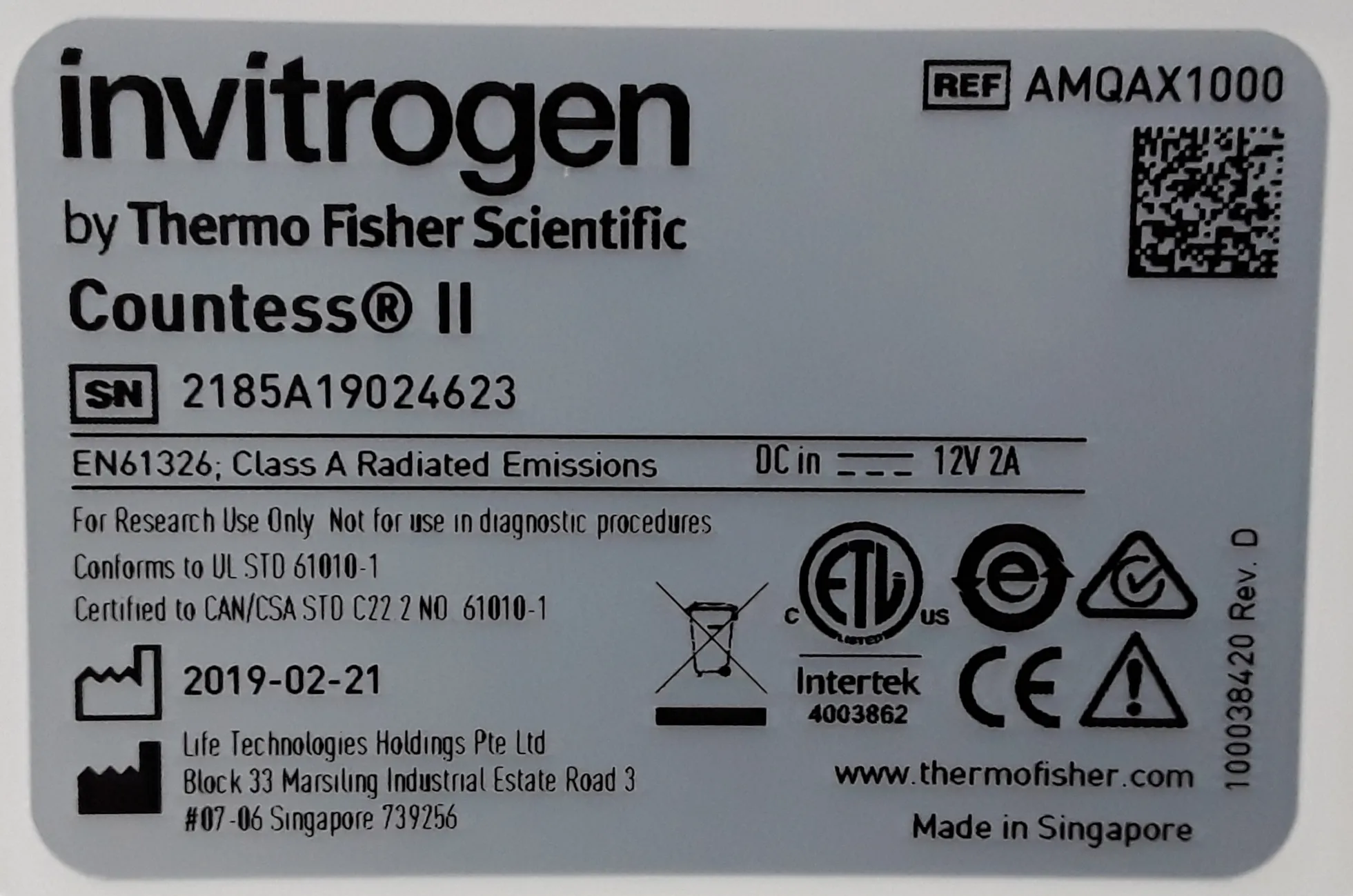 Invitrogen Countess II Automated Cell Counter AMQAX1000