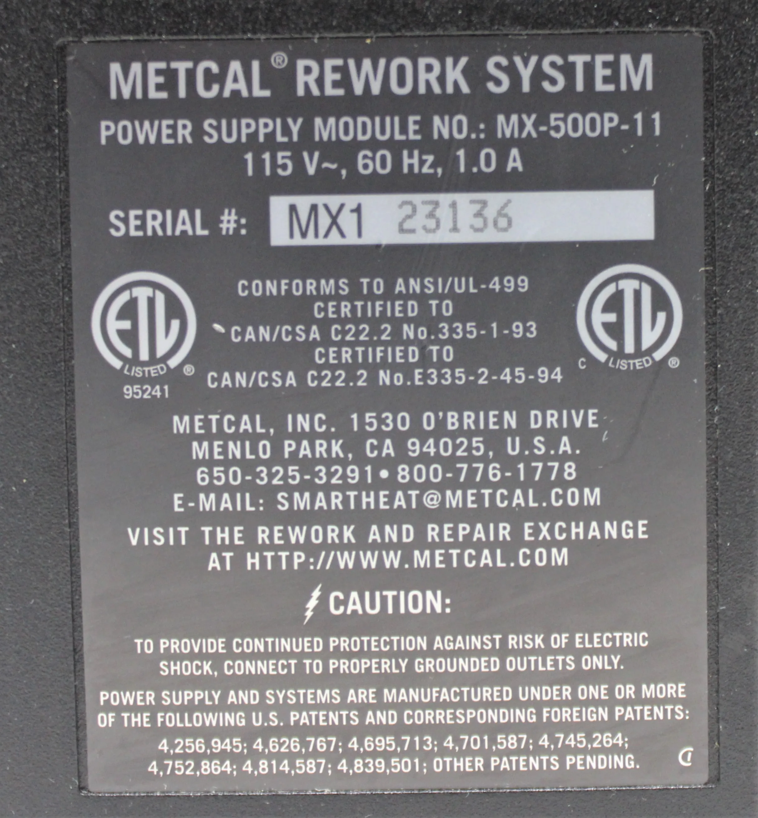 Metcal MX-500 Class 2 Used Laboratory Accessory