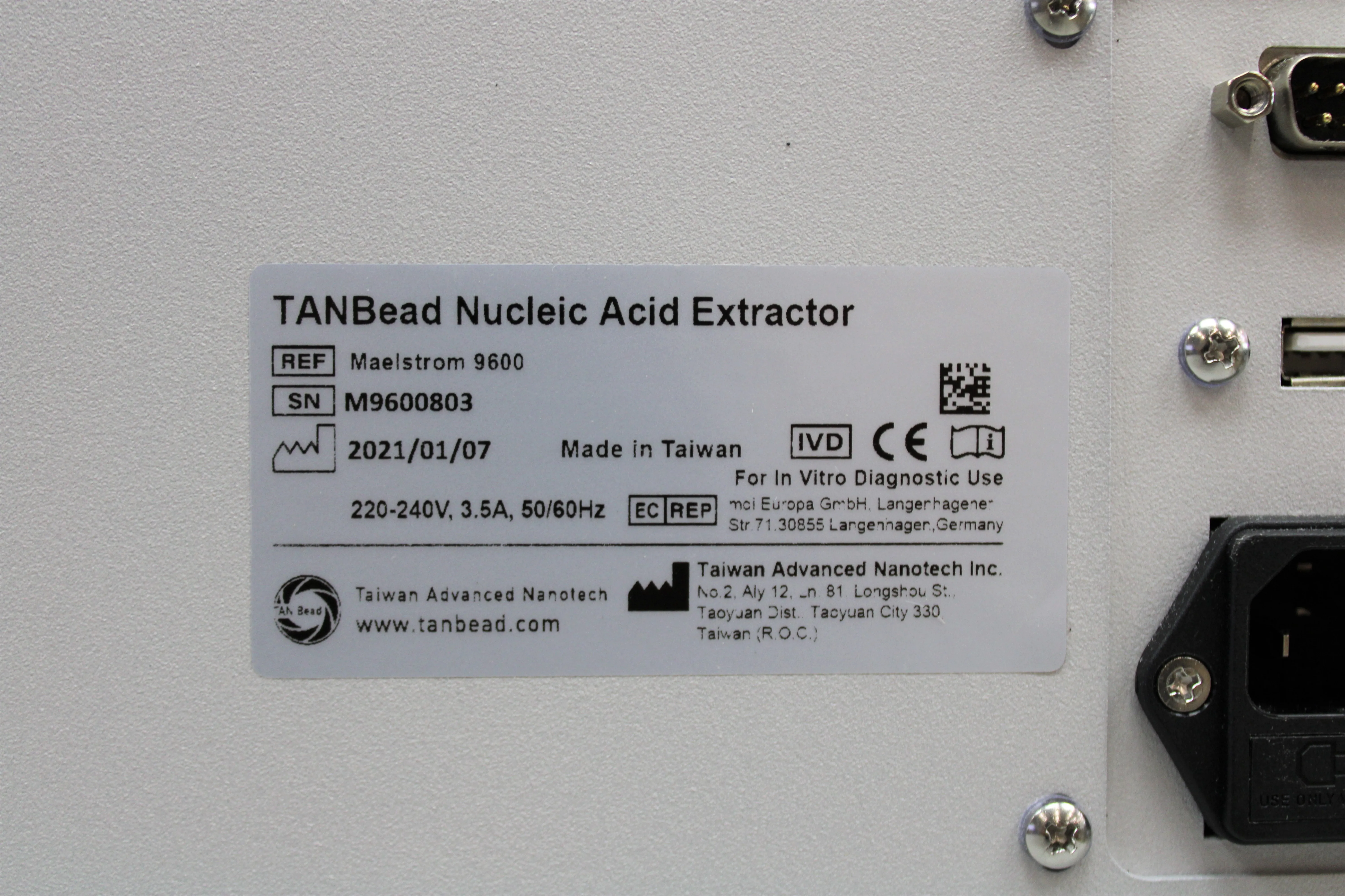 TANBead Maelstrom 9600 Nucleic Acid Extractor for Molecular Diagnostics - Used - Very Good Condition