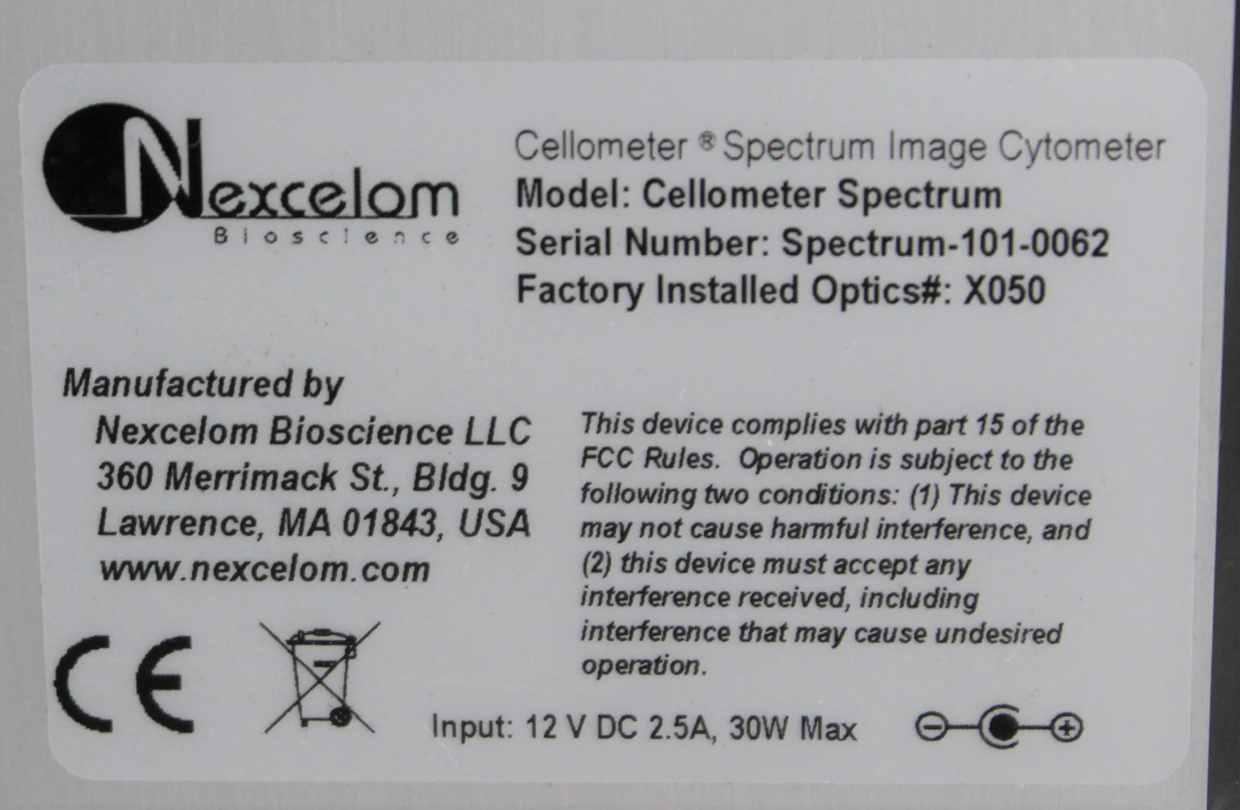 Nexcelom Bioscience Cellometer Spectrum Cell Counting / Sorting Equipment