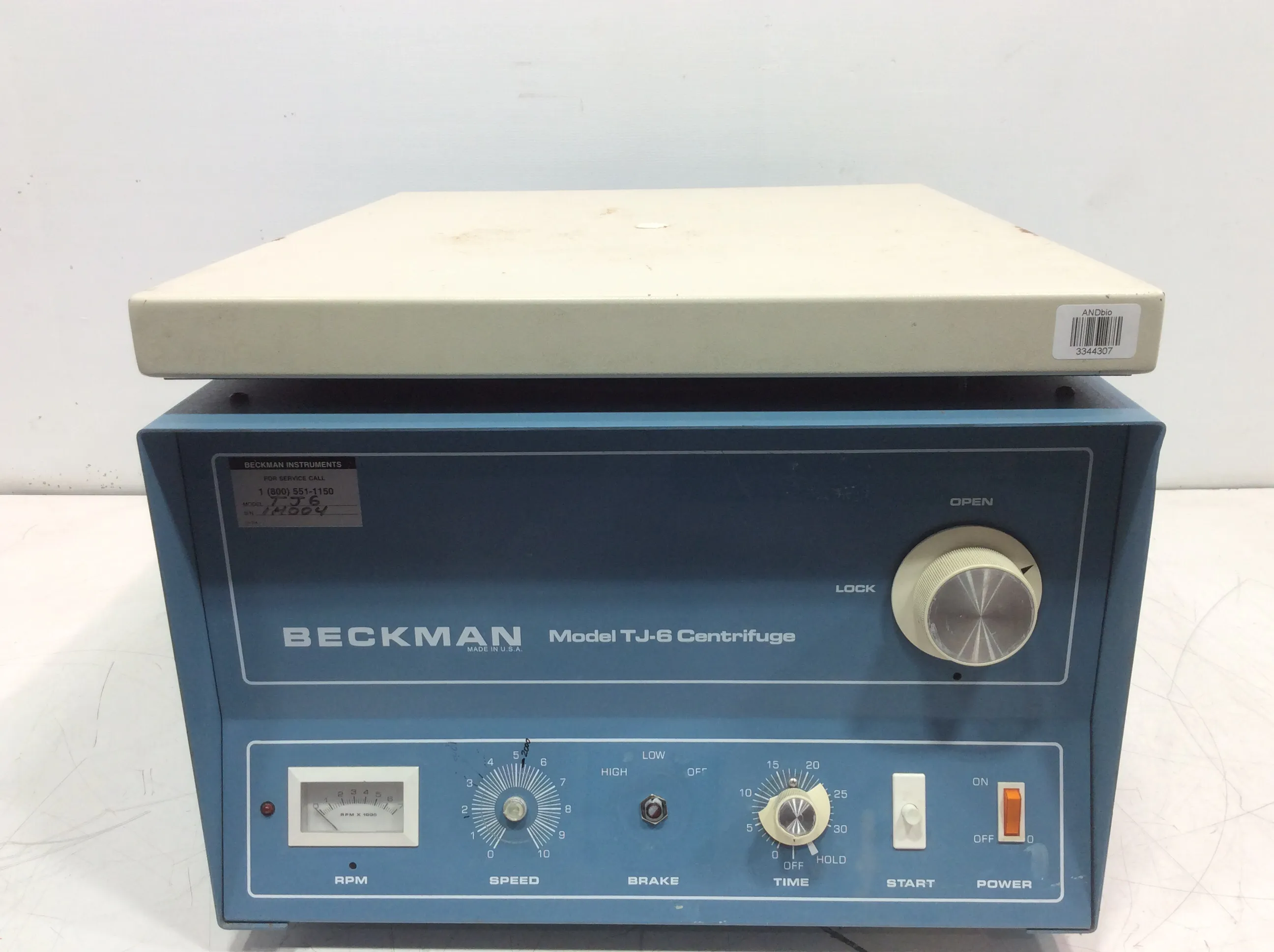 Beckman TJ-6 Benchtop Centrifuge with Swing Bucket Rotor