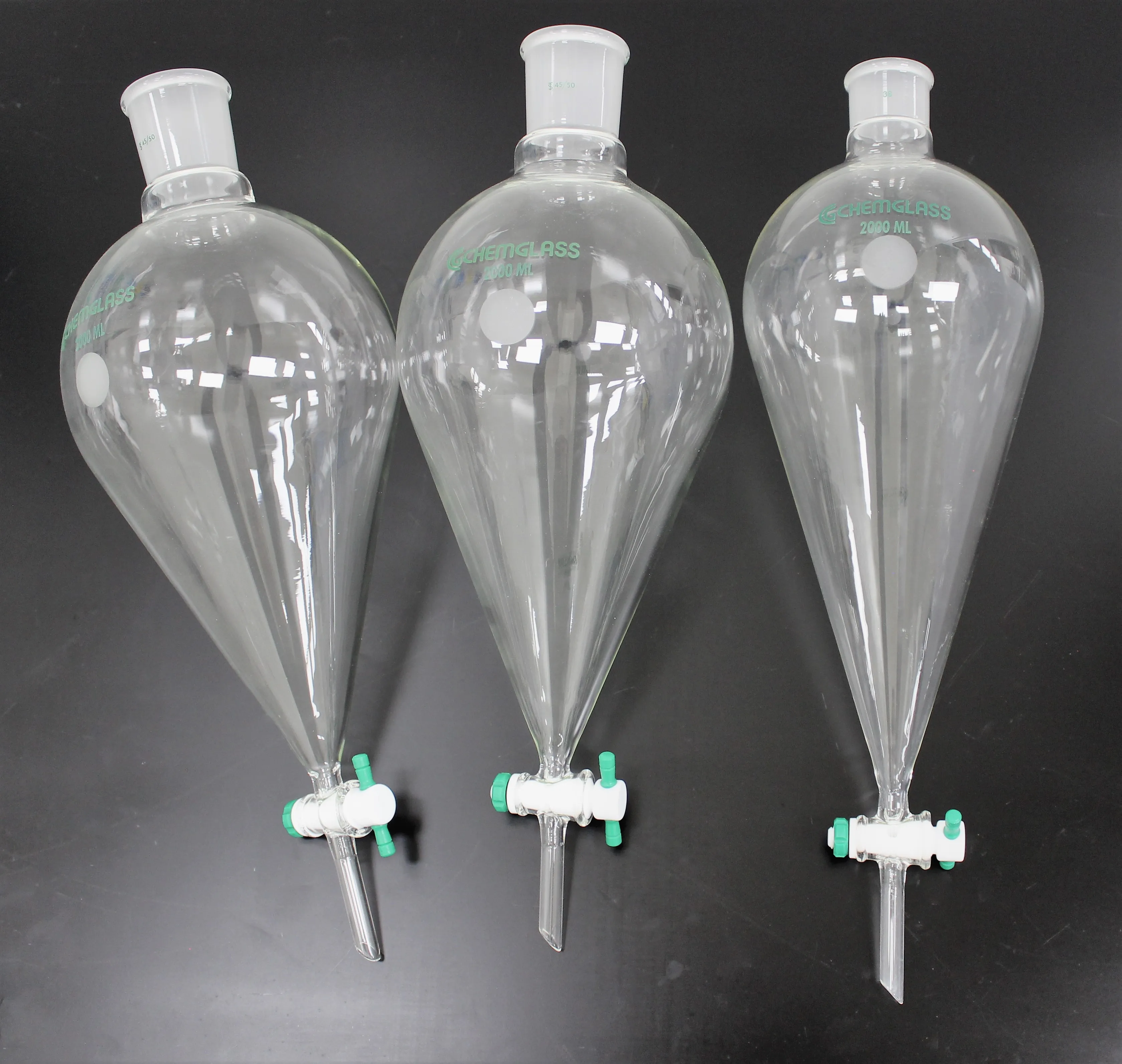 CHEMGLASS Teardrop Funnels Box of 11pcs: 125ml, 250ml, 500ml, 1000ml and 2000ml