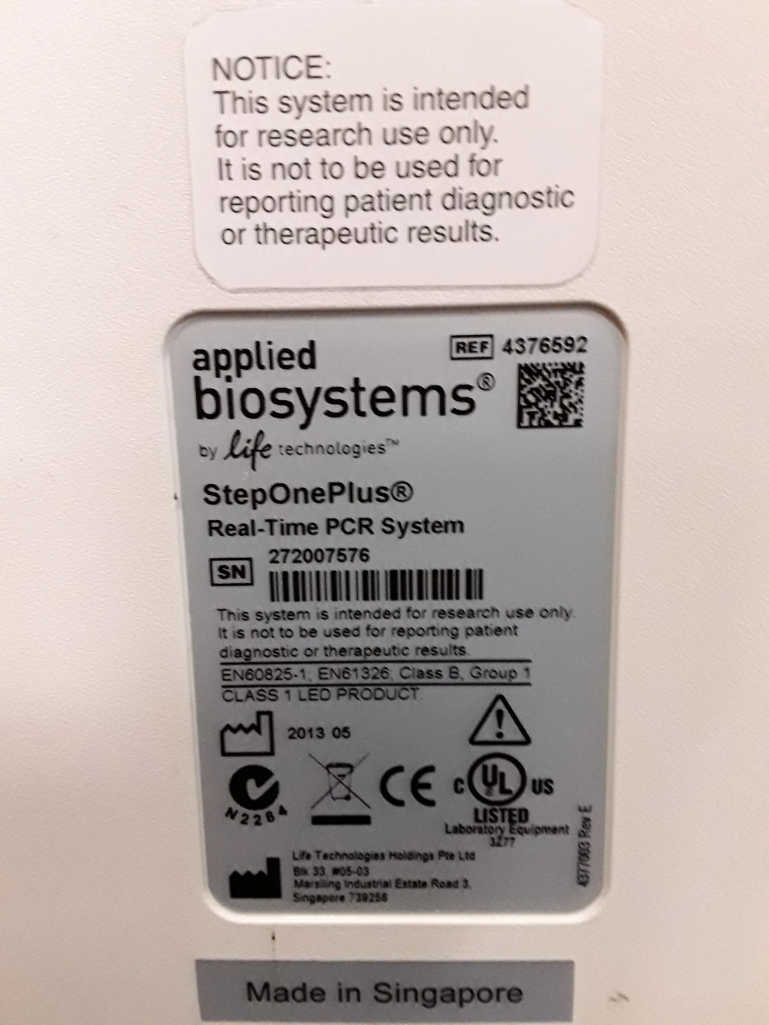 Applied Biosystems StepOne Plus Real-Time PCR System