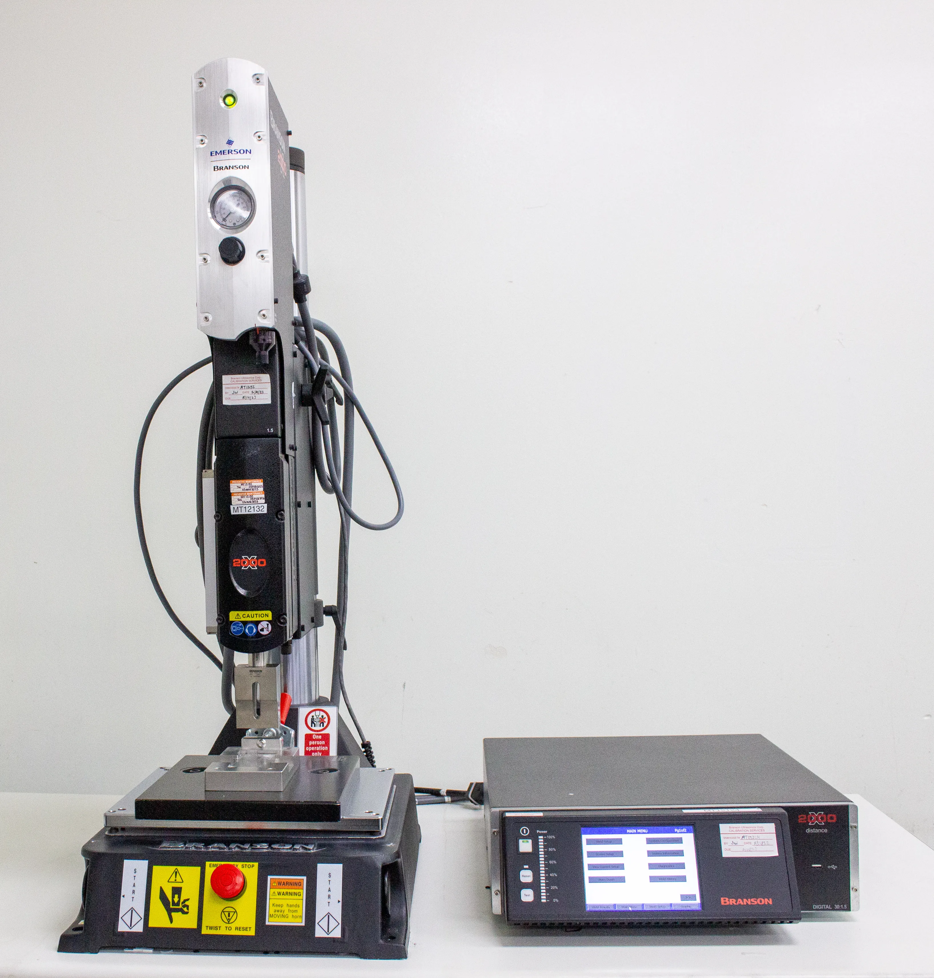 Branson 2000X Ultrasonic Welding System Actuator AED & 2000 XDT w/ Table