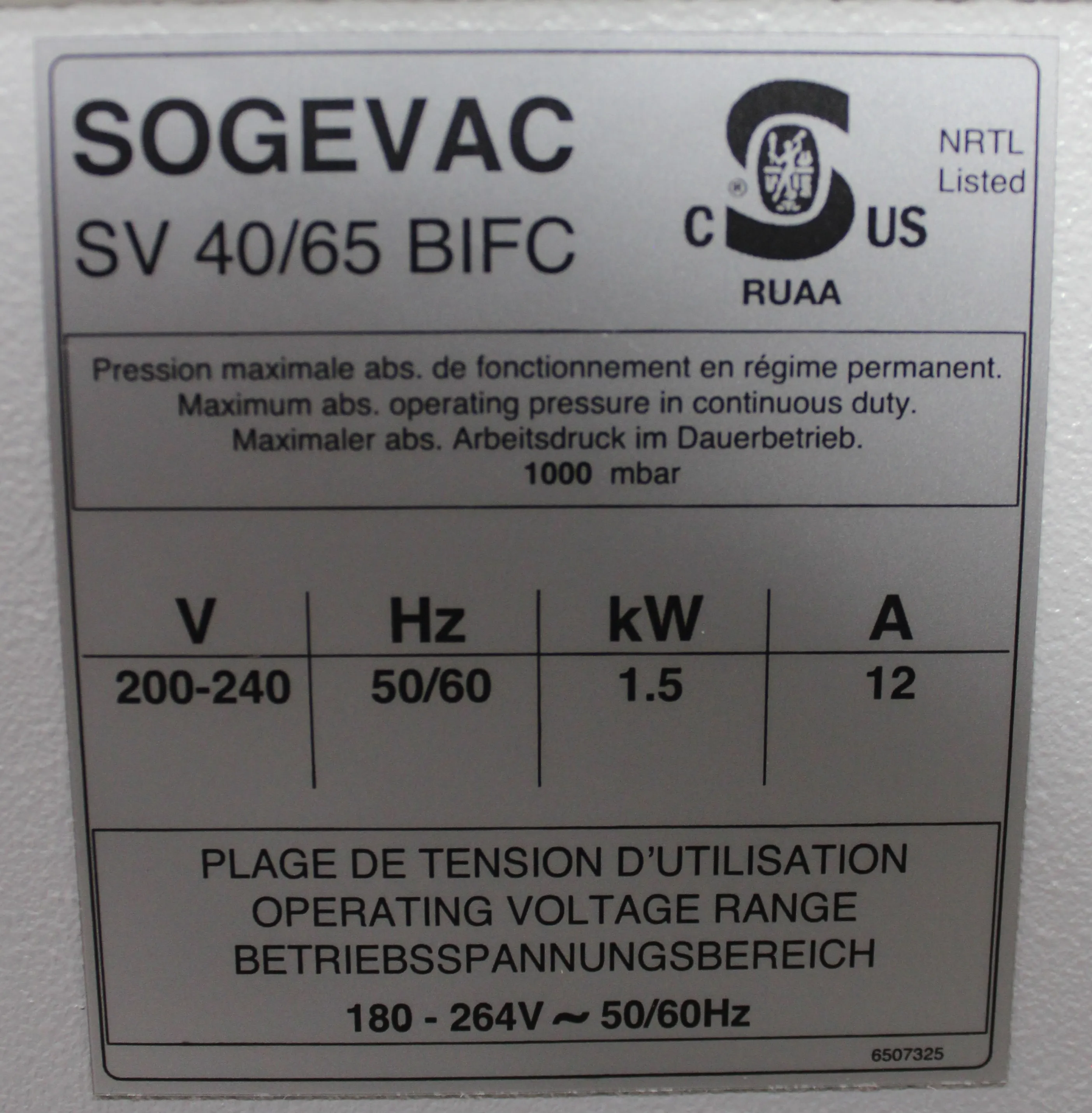 Leybold Sogevac SV65B Vacuum Pump