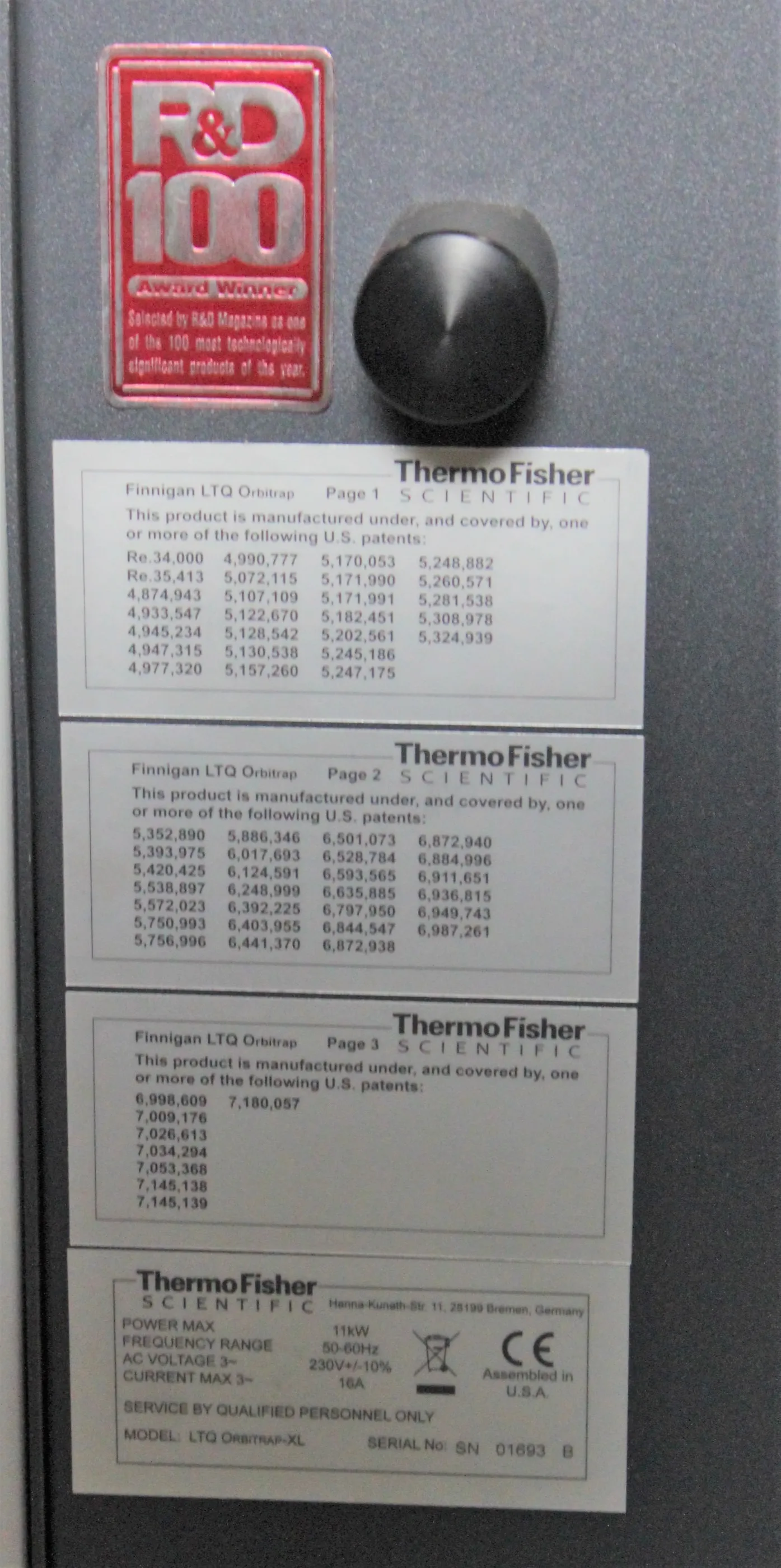 Thermo Scientific LTQ Orbitrap-XL Mass Spectrometer Used for Mass Spectrometry