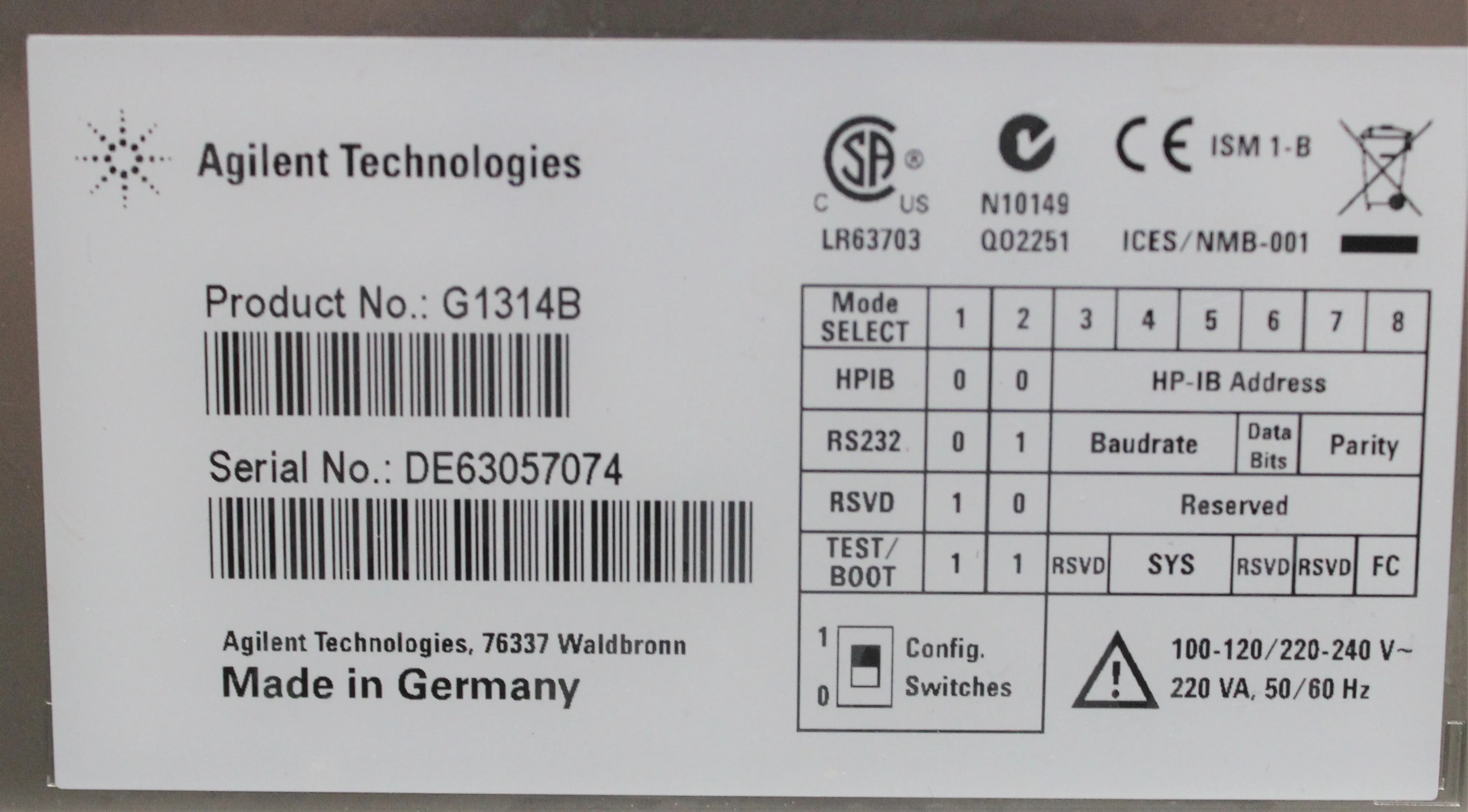 Agilent 1200 Series HPLC System with G1311A Quaternary Pump, G1329A Thermal Autosampler, and More