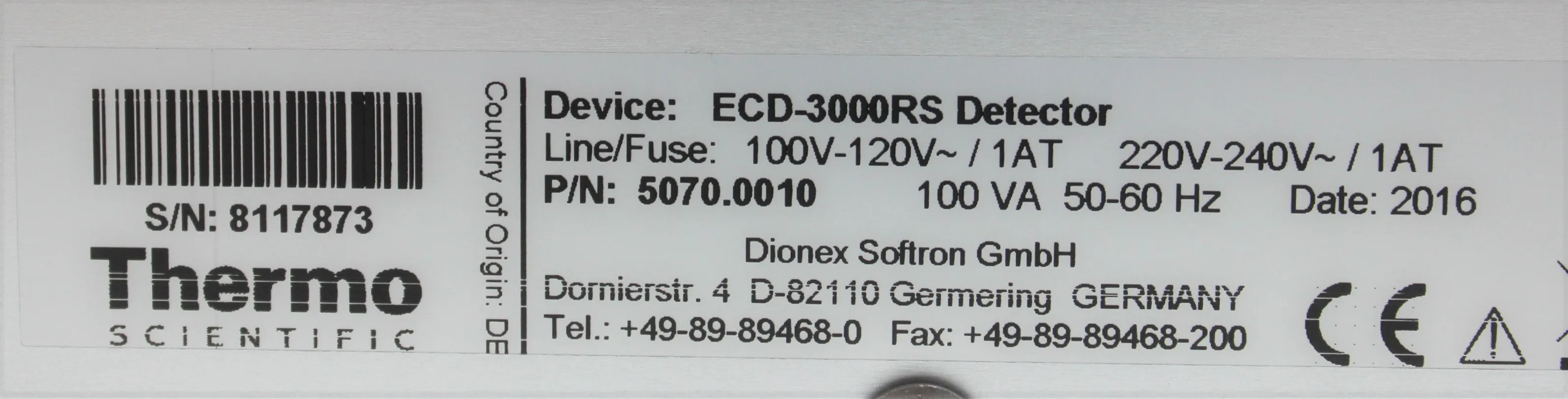 Thermo Scientific Dionex UltiMate 3000 ECD-3000RS Electrochemical Detector