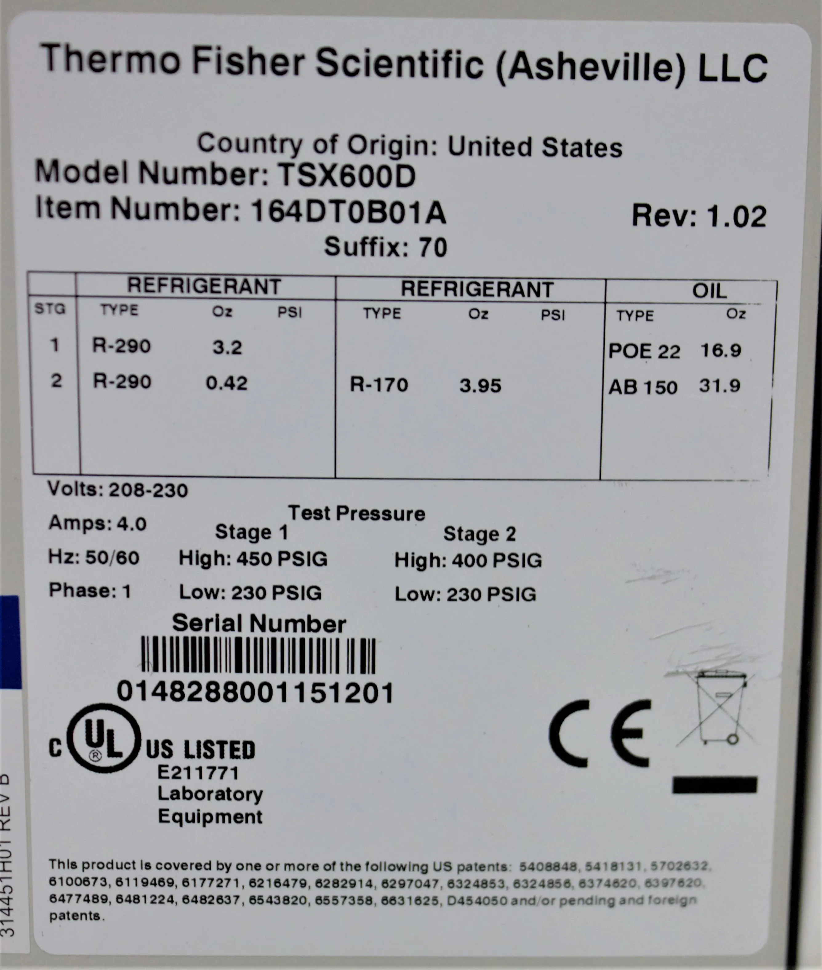 Thermo Scientific TSX Series -80C Ultra Low Freezer