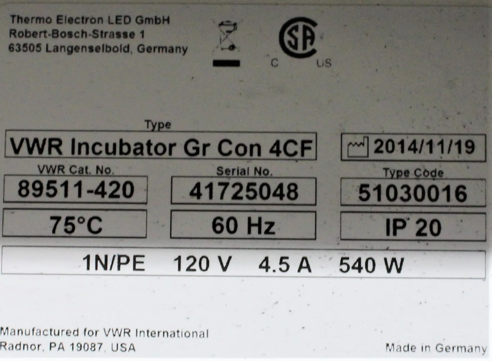 VWR Gravity Convection Incubator 89511-420 Used Lab Equipment