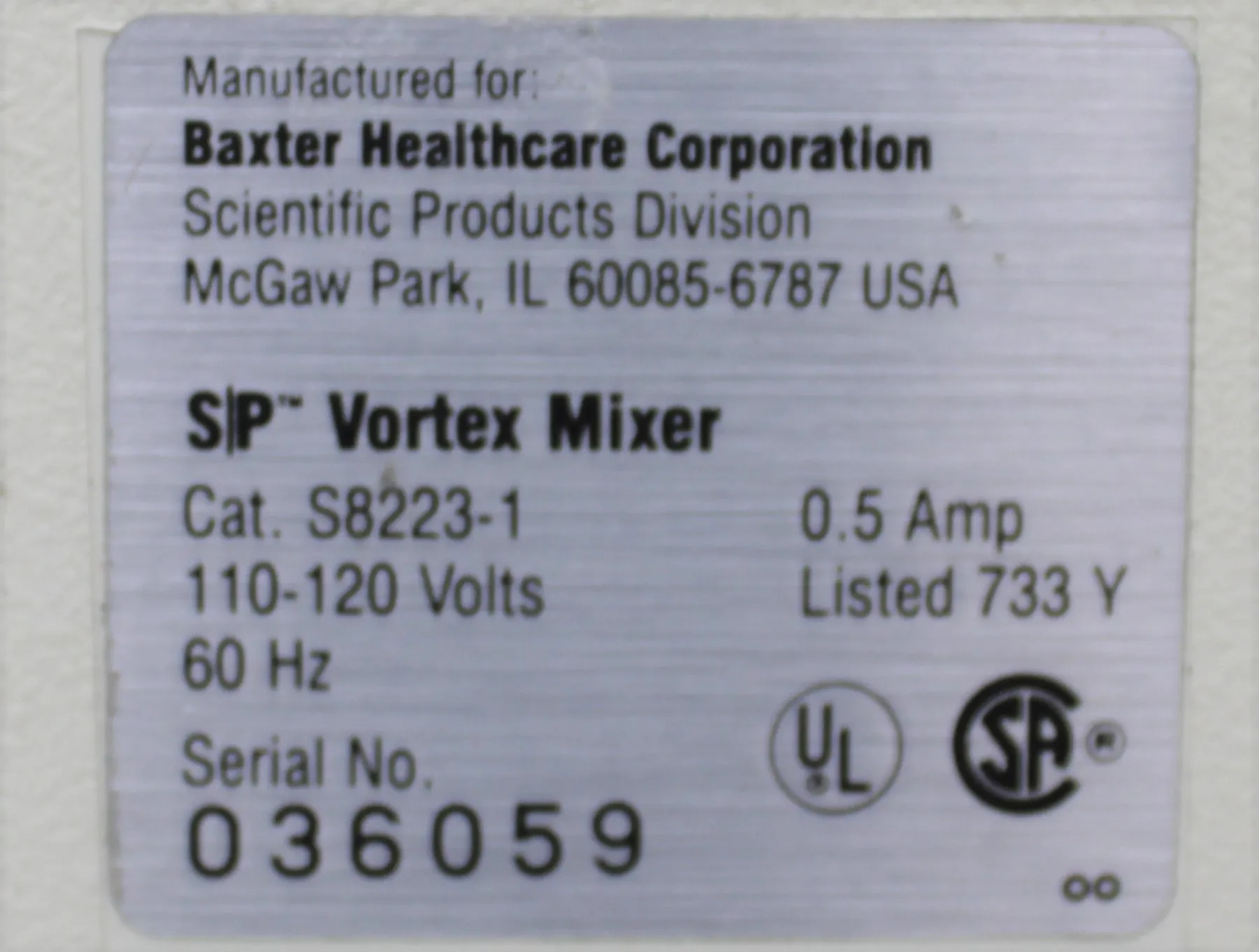 Baxter Vortex Mixer S8223-1