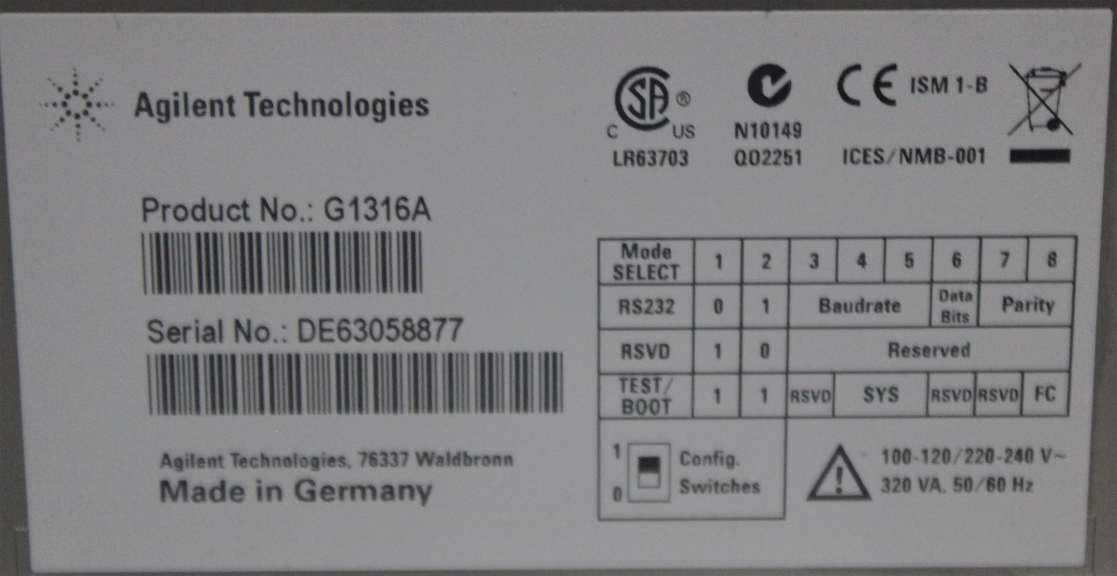 Agilent G1316A HPLC Column Compartment - Used