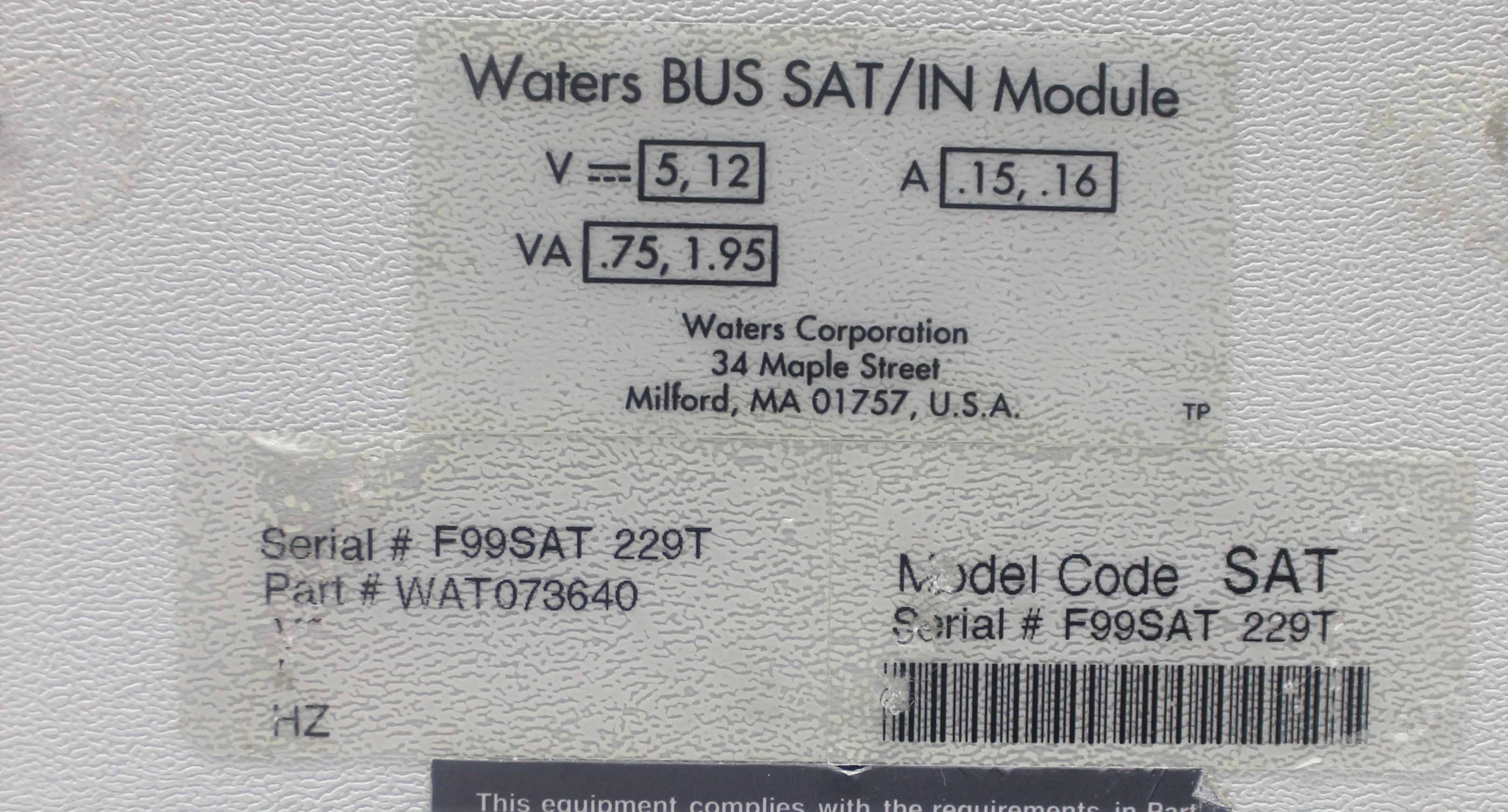 Waters WAT073640 Bus SAT/IN (Satellite Interface) Module A/D Converter