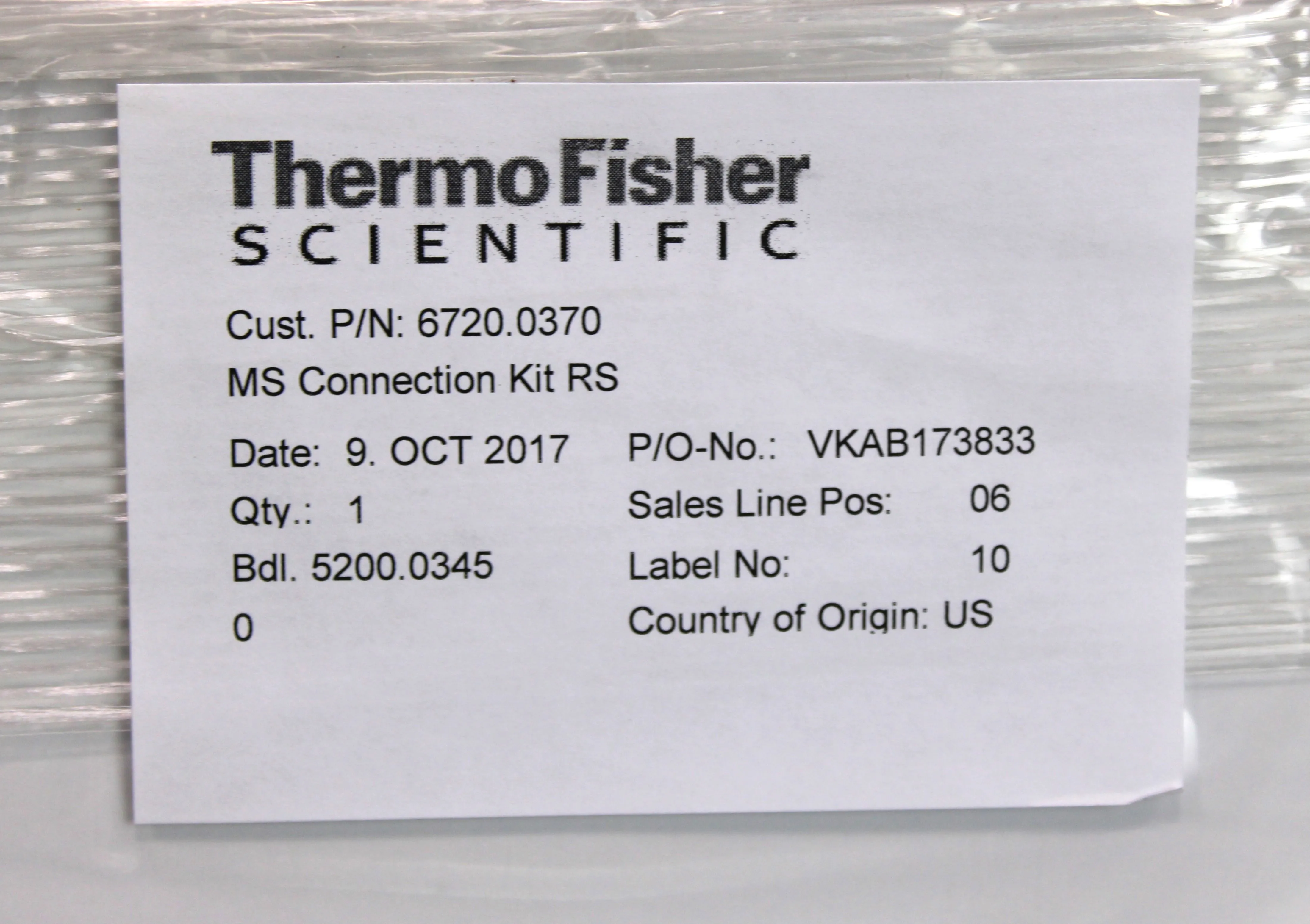 Thermo Scientific Viper MS Connection Kit RS 6720.0370 - New other - 30-Day Warranty