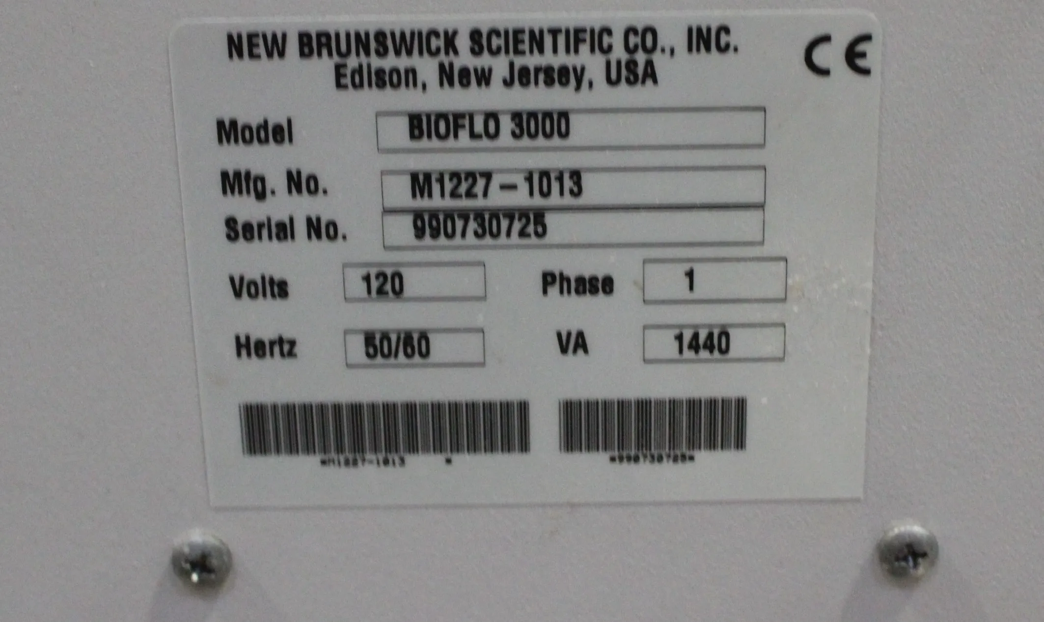 Used New Brunswick BioFlo 3000 Fermentor Bioprocessing System