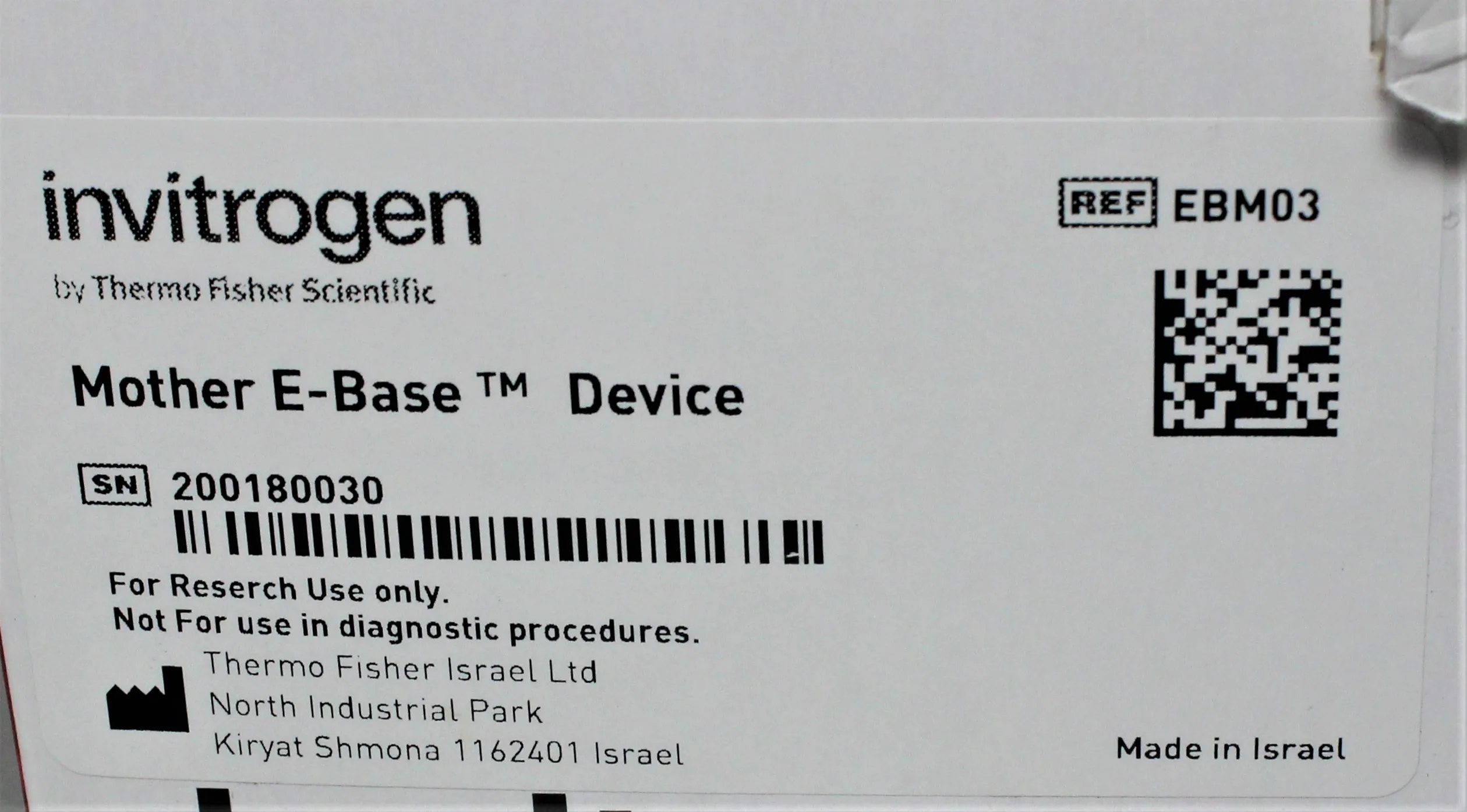 Invitrogen E-Base Integrated Device EBM03 Used with Warranty