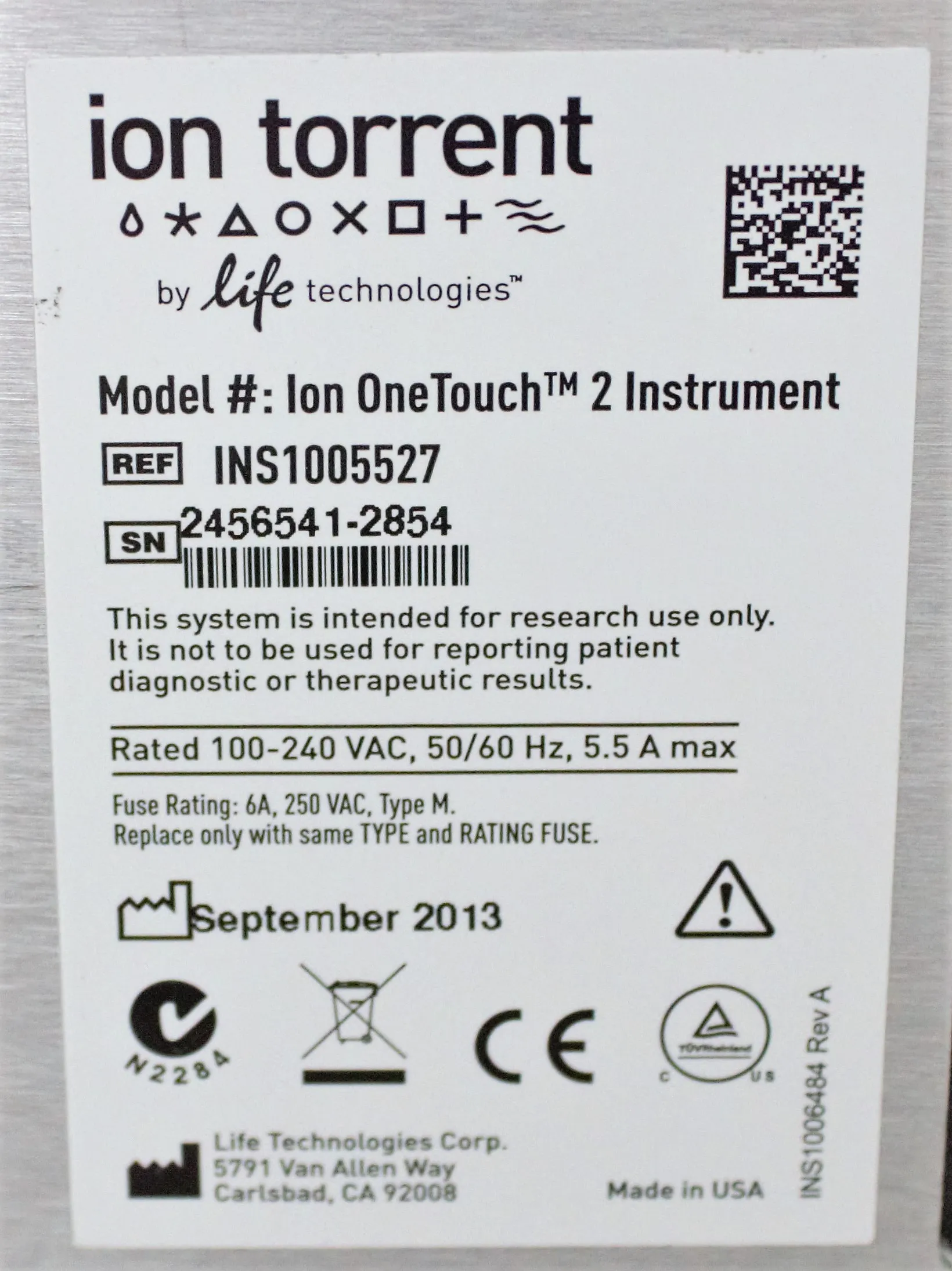 Life Technologies Ion OneTouch 2 Instrument DNA Sequencer