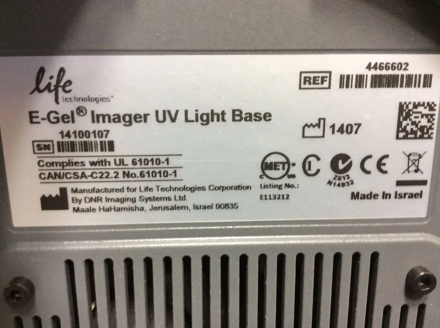 Life Technologies E-Gel Imager UV Light Base